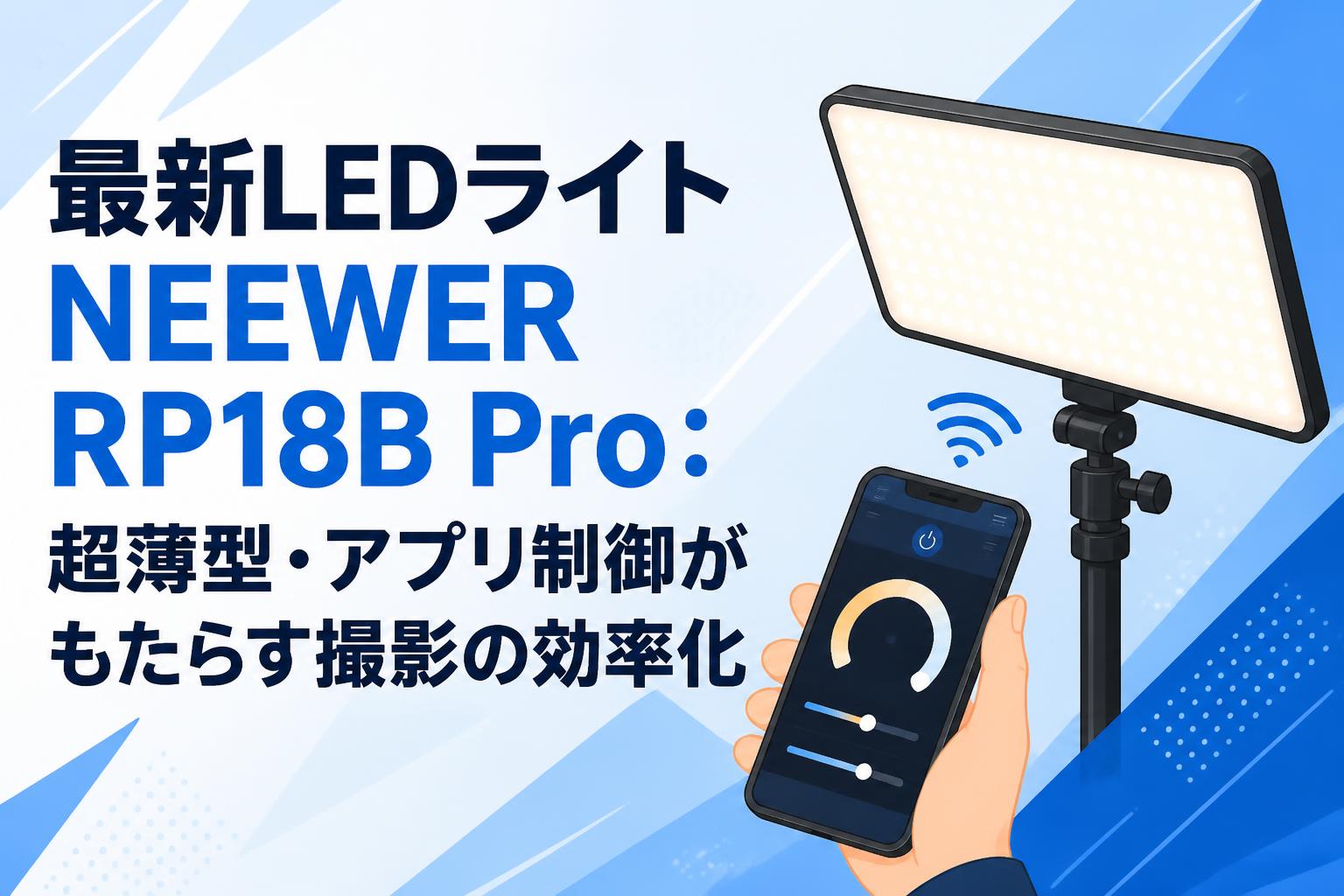 最新LEDライトNEEWER RP18B Pro：超薄型・アプリ制御がもたらす撮影の効率化