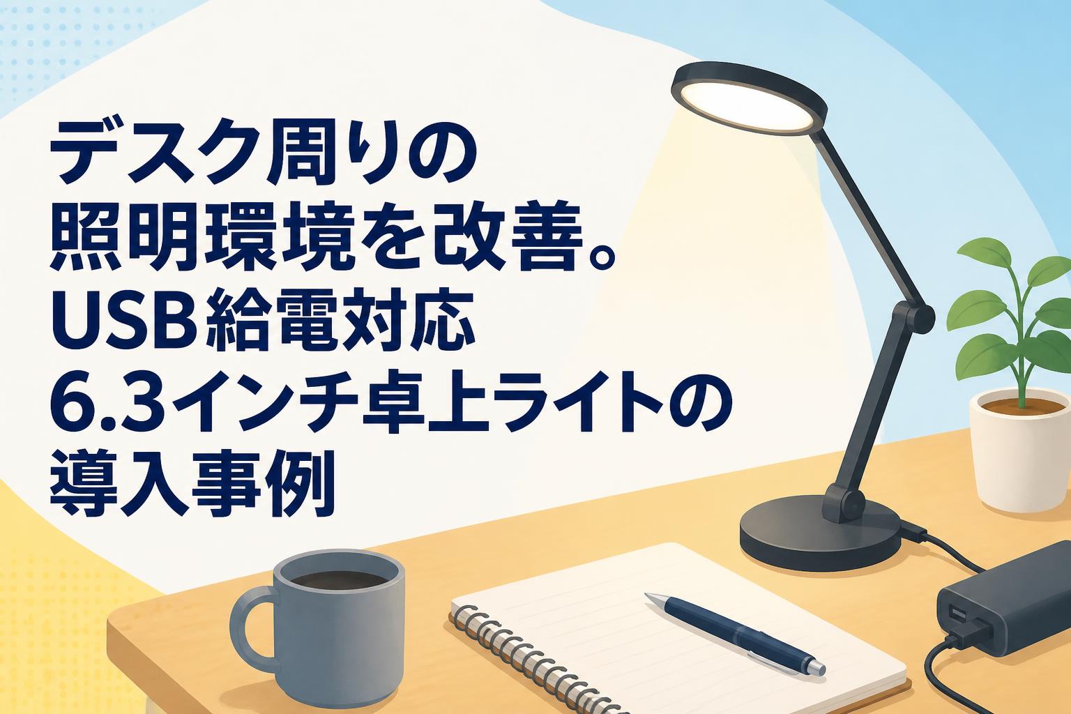 デスク周りの照明環境を改善。USB給電対応6.3インチ卓上ライトの導入事例