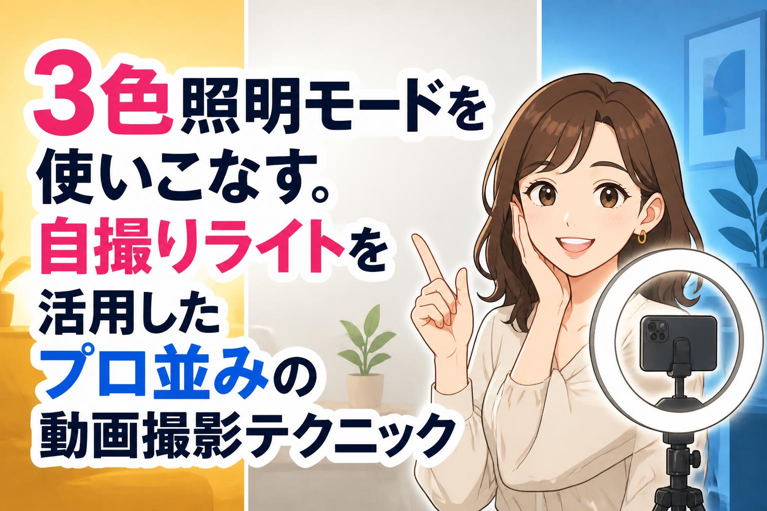 3色照明モードを使いこなす。自撮りライトを活用したプロ並みの動画撮影テクニック