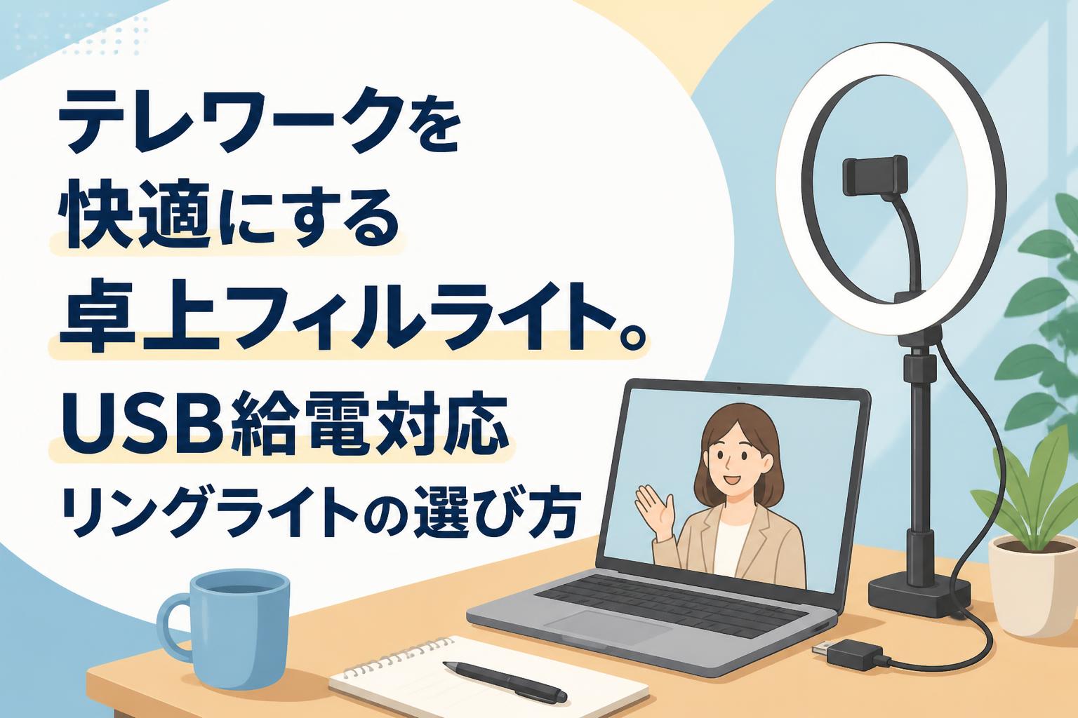 テレワークを快適にする卓上フィルライト。USB給電対応リングライトの選び方
