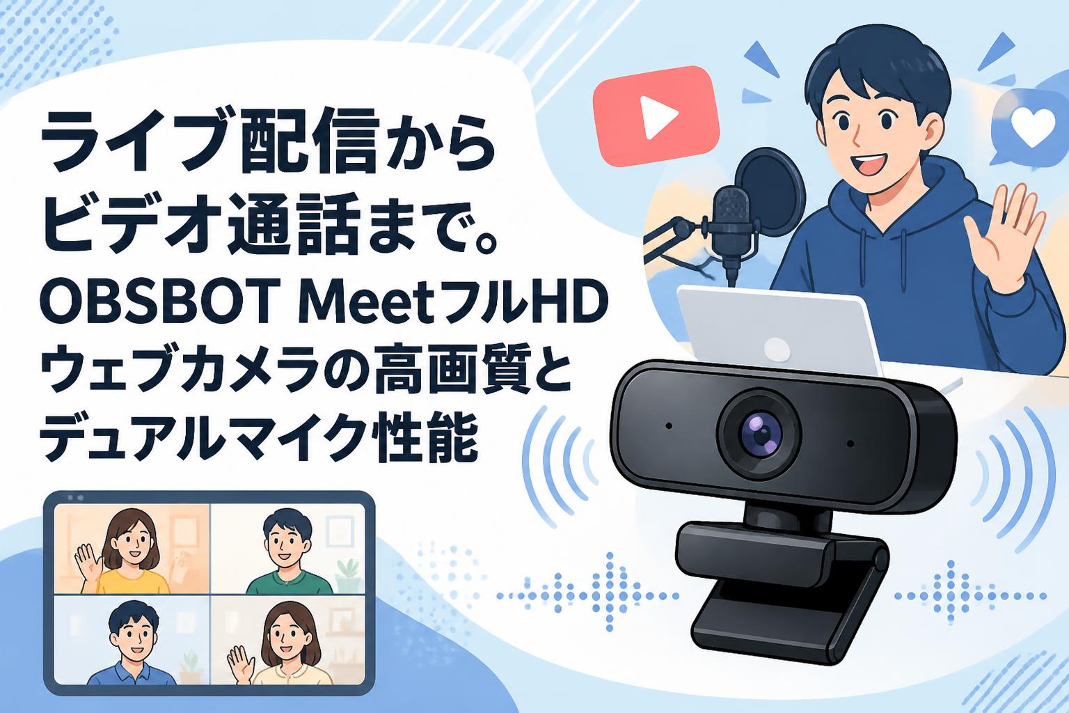 ライブ配信からビデオ通話まで。OBSBOT MeetフルHDウェブカメラの高画質とデュアルマイク性能