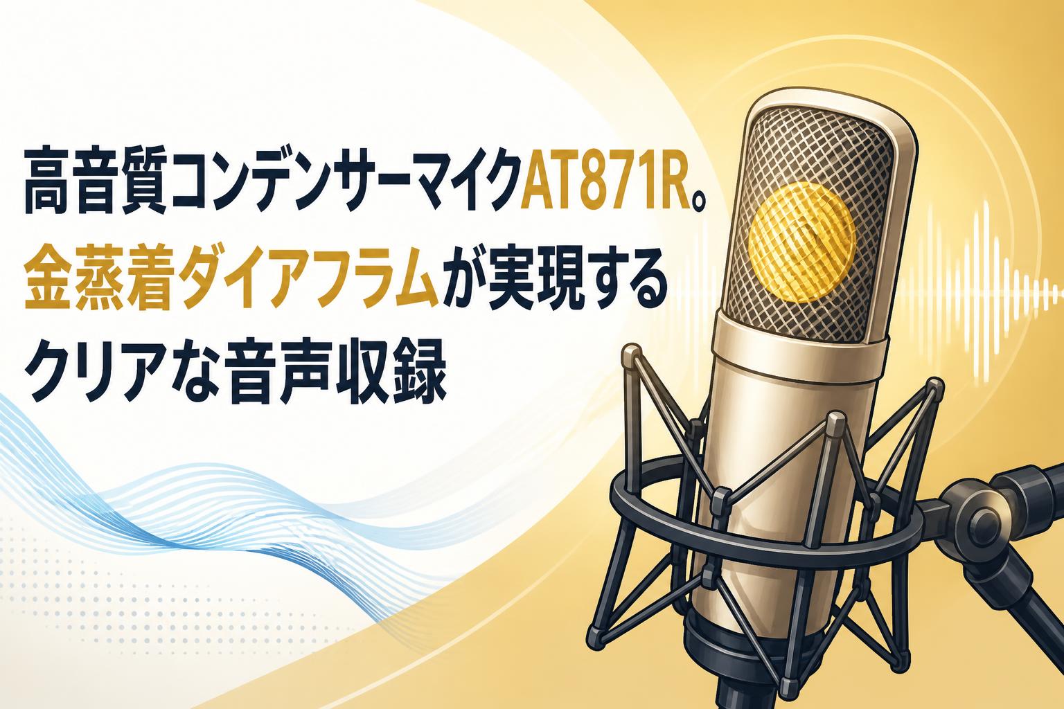 高音質コンデンサーマイクAT871R。金蒸着ダイアフラムが実現するクリアな音声収録