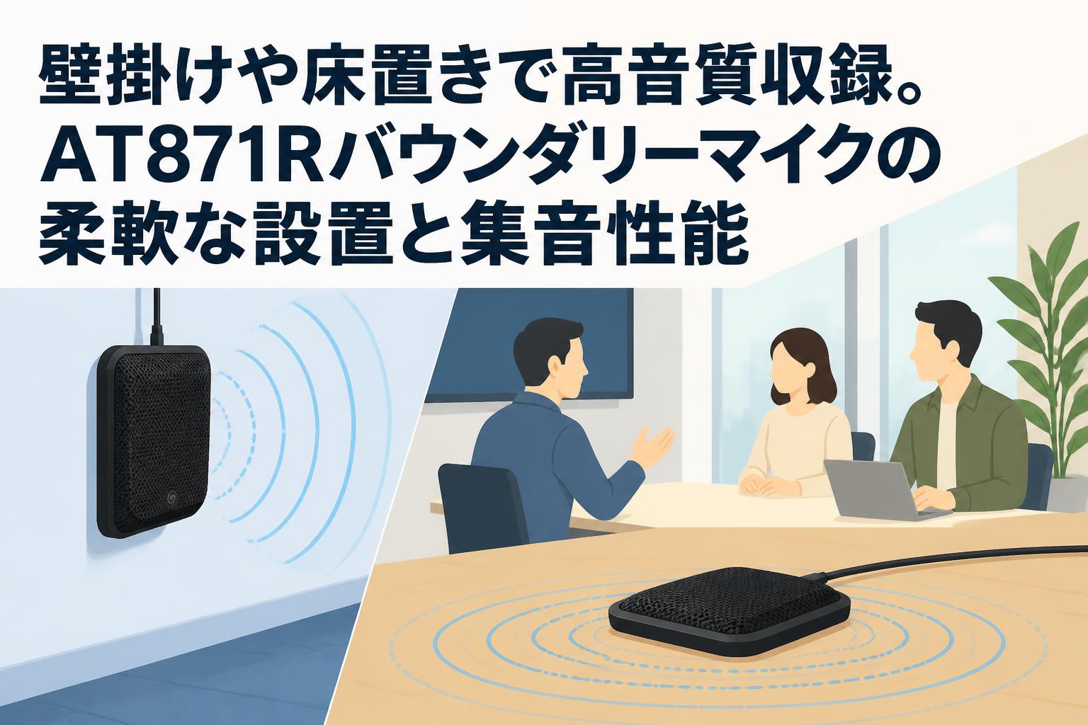 壁掛けや床置きで高音質収録。AT871Rバウンダリーマイクの柔軟な設置と集音性能