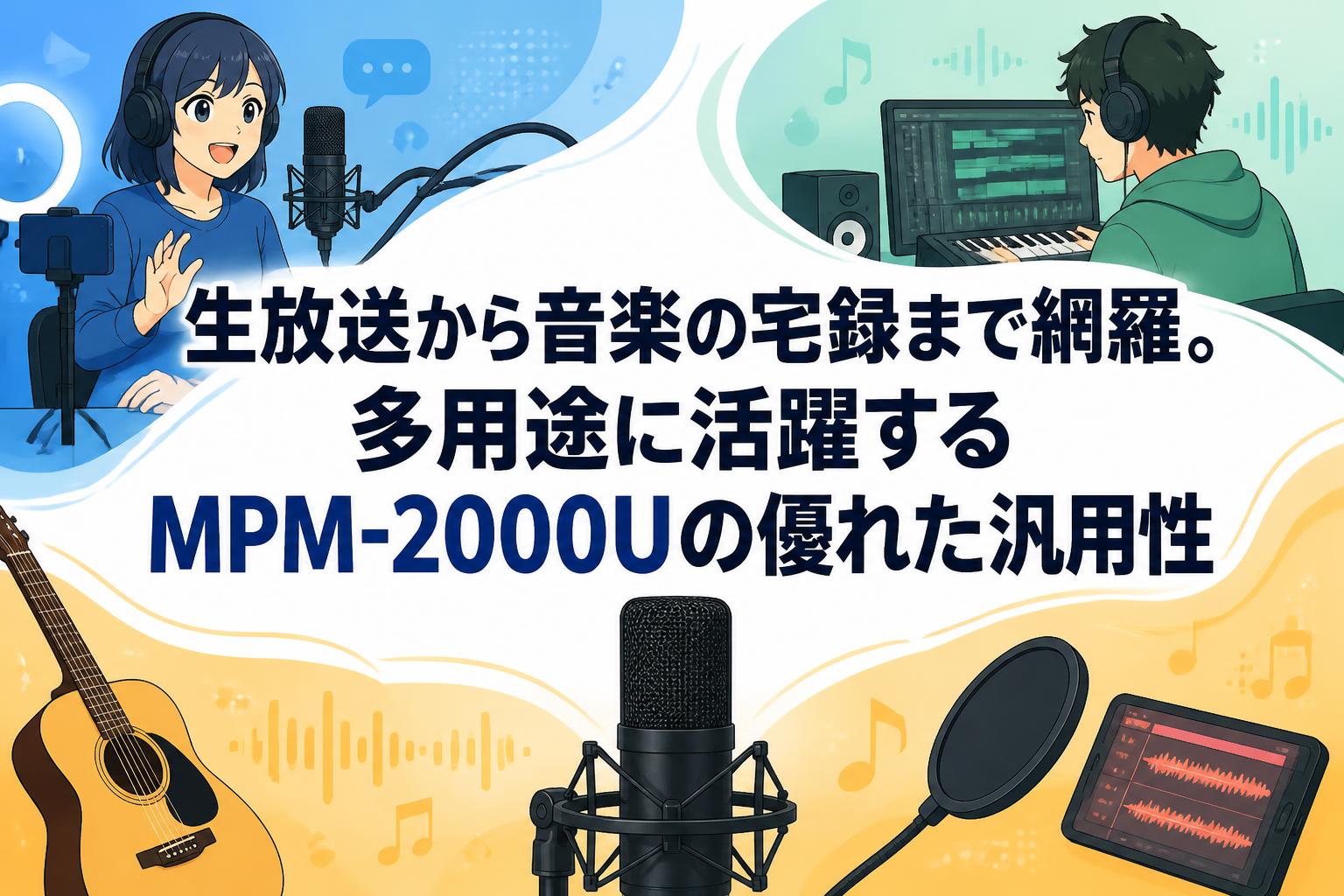 生放送から音楽の宅録まで網羅。多用途に活躍するMPM-2000Uの優れた汎用性