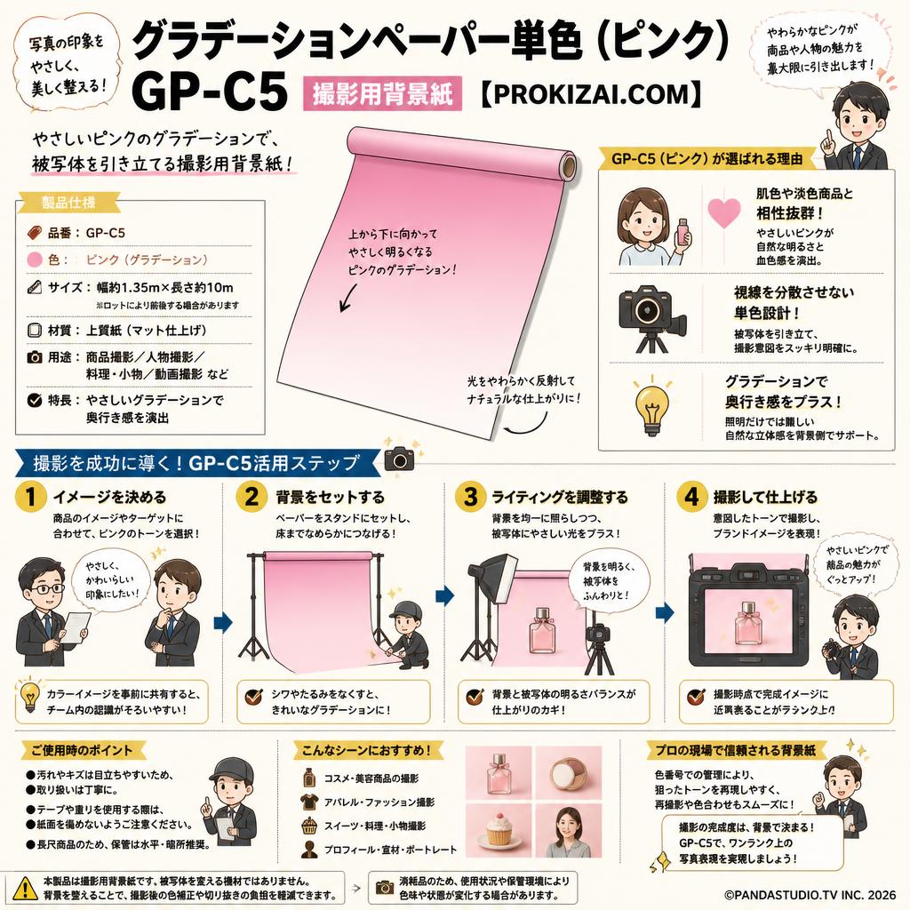 グラデーションペーパー単色（ピンク） GP-C5【PROKIZAI.COM】 概要