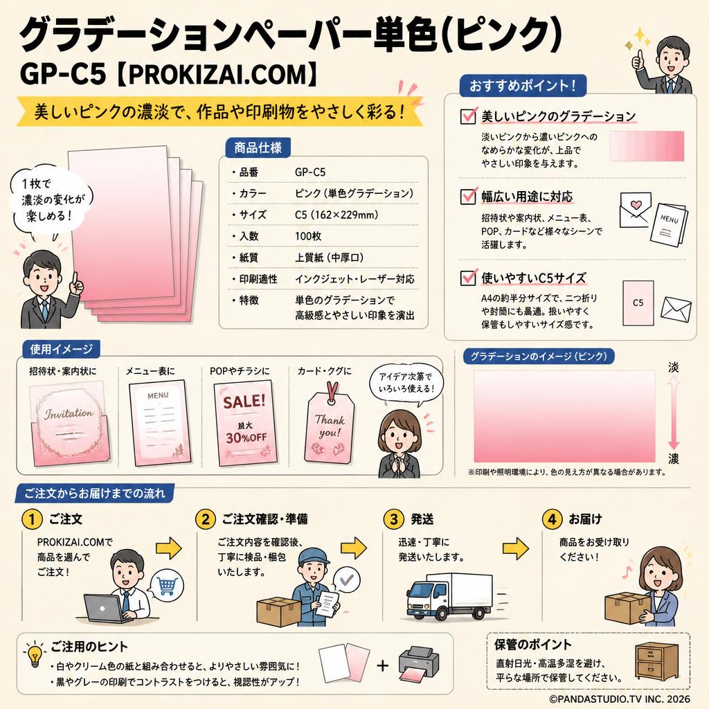 グラデーションペーパー単色（ピンク） GP-C5【PROKIZAI.COM】 インターネット上のお客様の声（評判）
