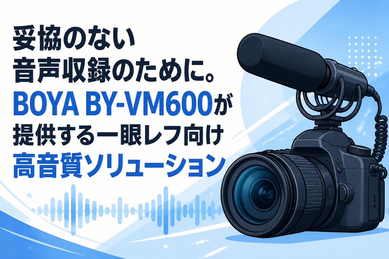 妥協のない音声収録のために。BOYA BY-VM600が提供する一眼レフ向け高音質ソリューション