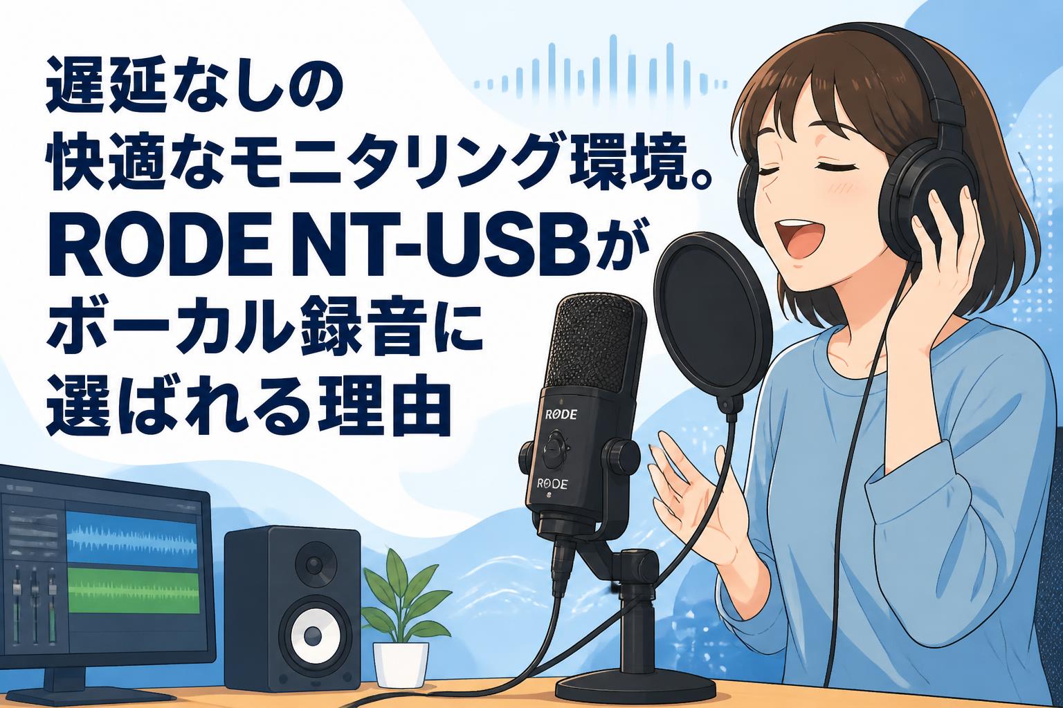 遅延なしの快適なモニタリング環境。RODE NT-USBがボーカル録音に選ばれる理由