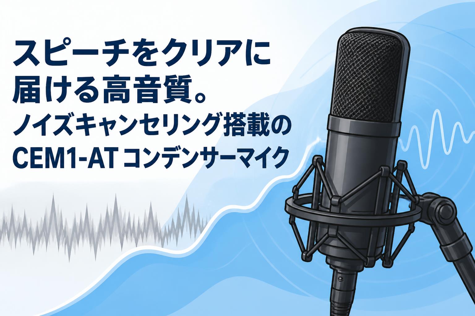 スピーチをクリアに届ける高音質。ノイズキャンセリング搭載のCEM1-AT コンデンサーマイク