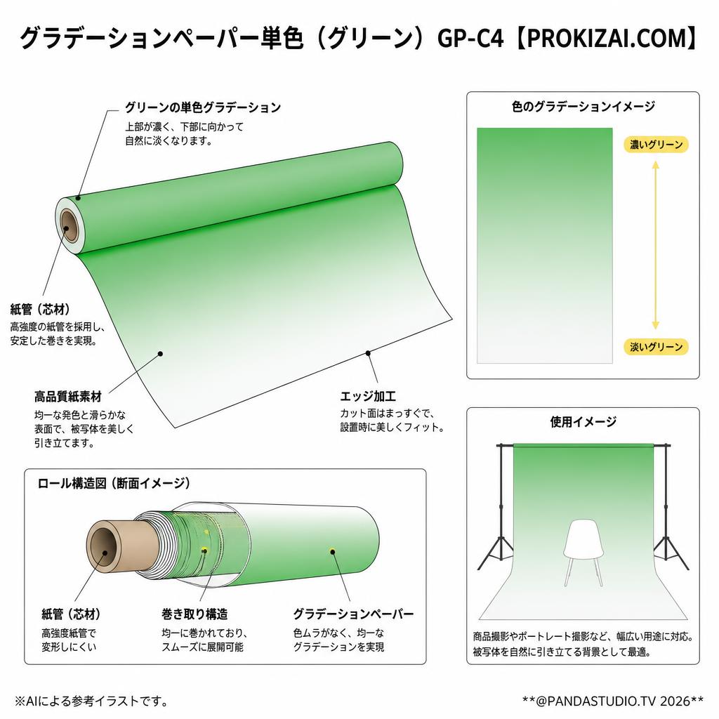 グラデーションペーパー単色（グリーン） GP-C4【PROKIZAI.COM】 スペック