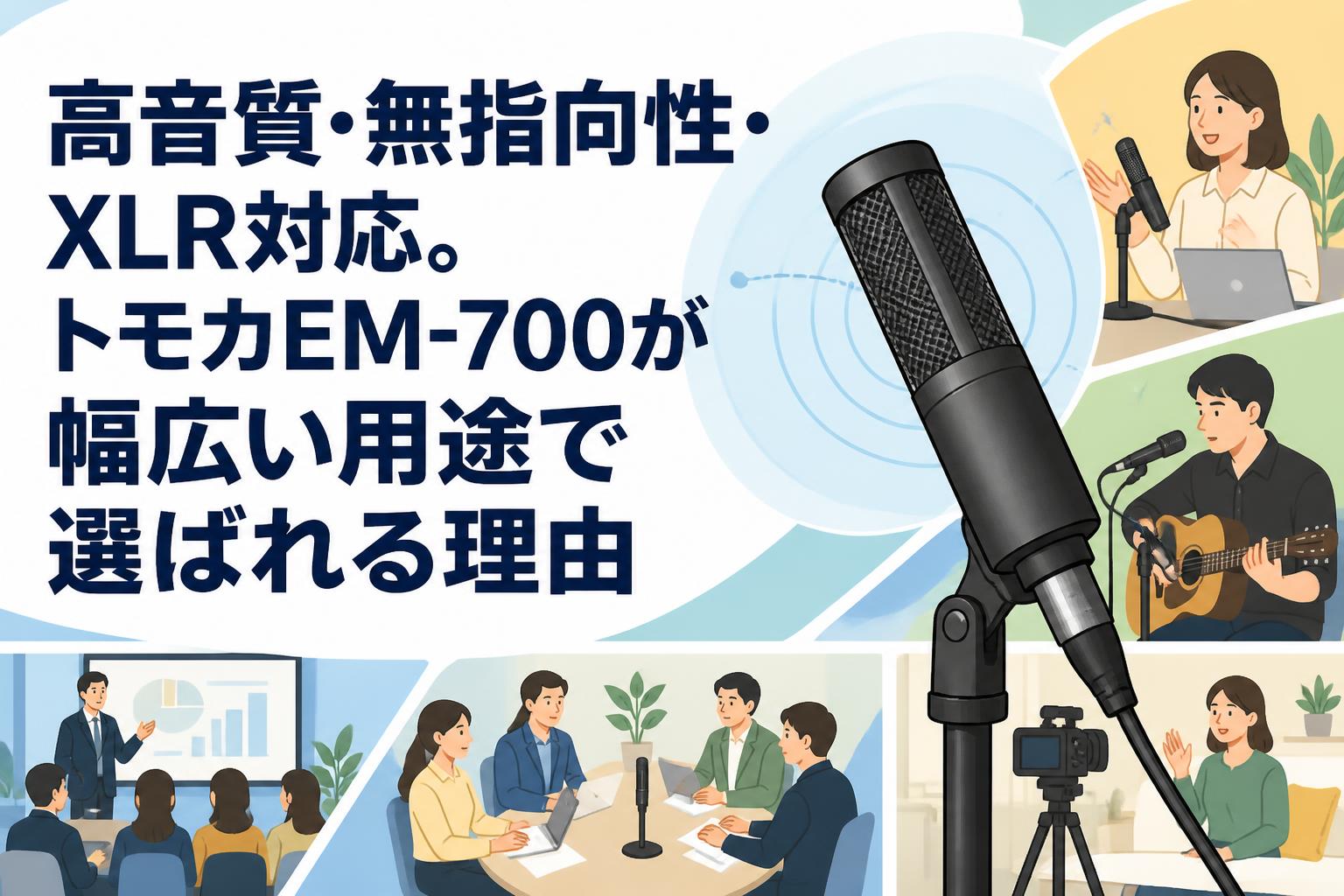 高音質・無指向性・XLR対応。トモカEM-700が幅広い用途で選ばれる理由