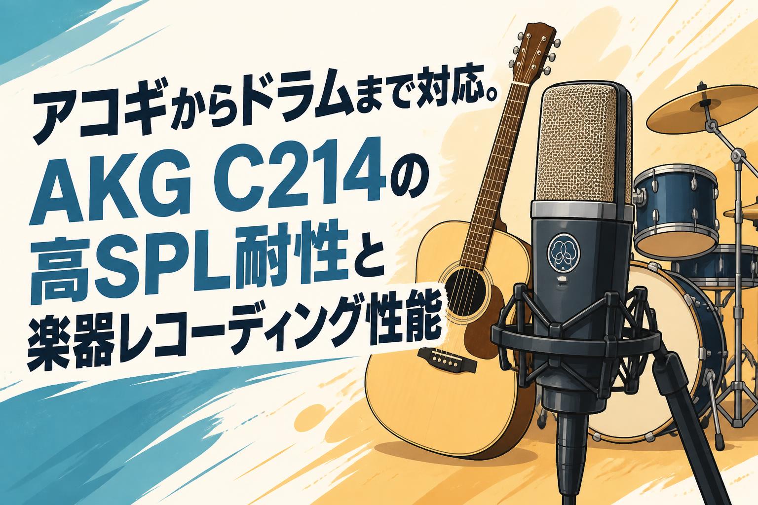 アコギからドラムまで対応。AKG C214の高SPL耐性と楽器レコーディング性能