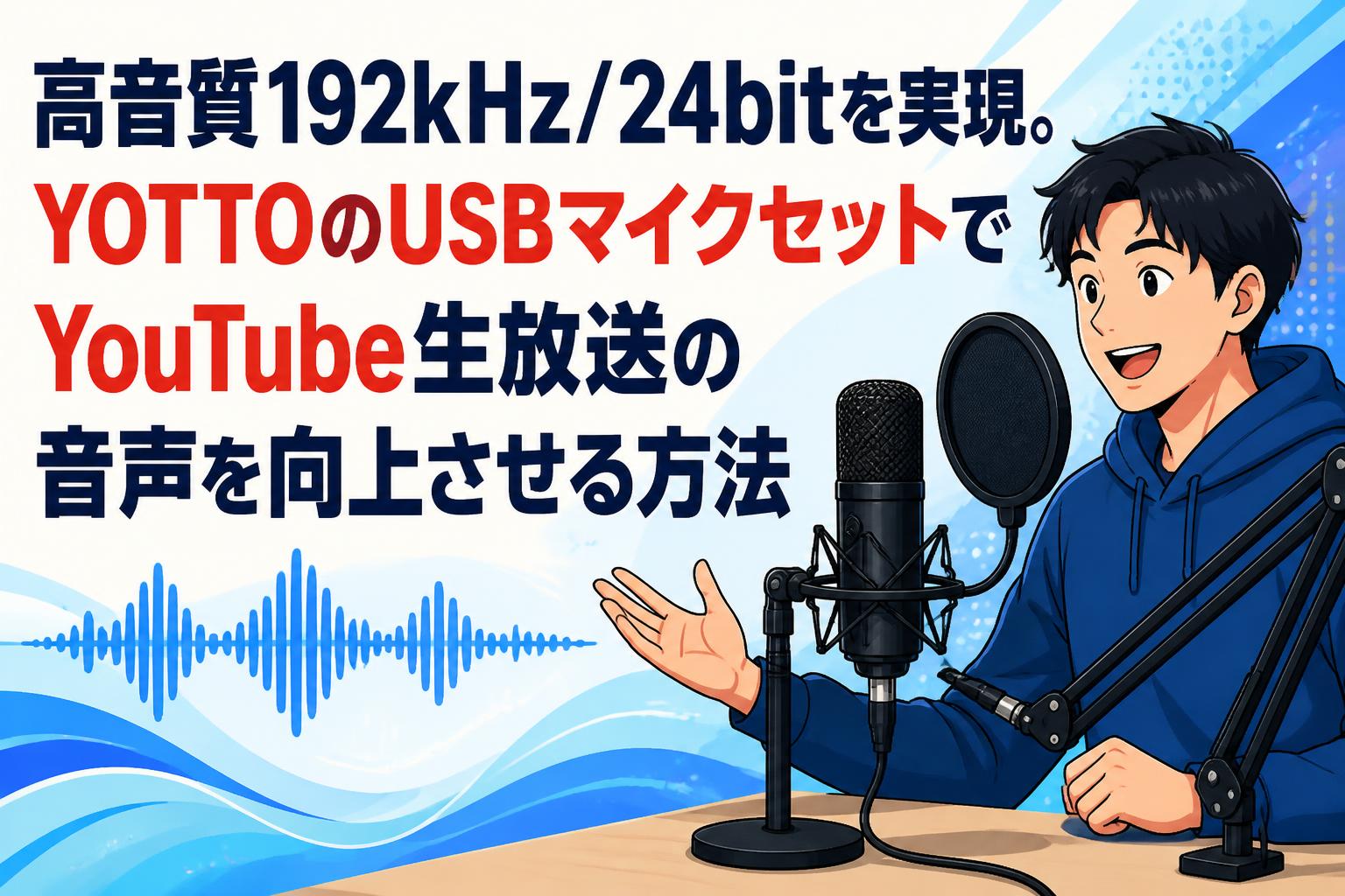 高音質192kHz/24bitを実現。YOTTOのUSBマイクセットでYouTube生放送の音声を向上させる方法