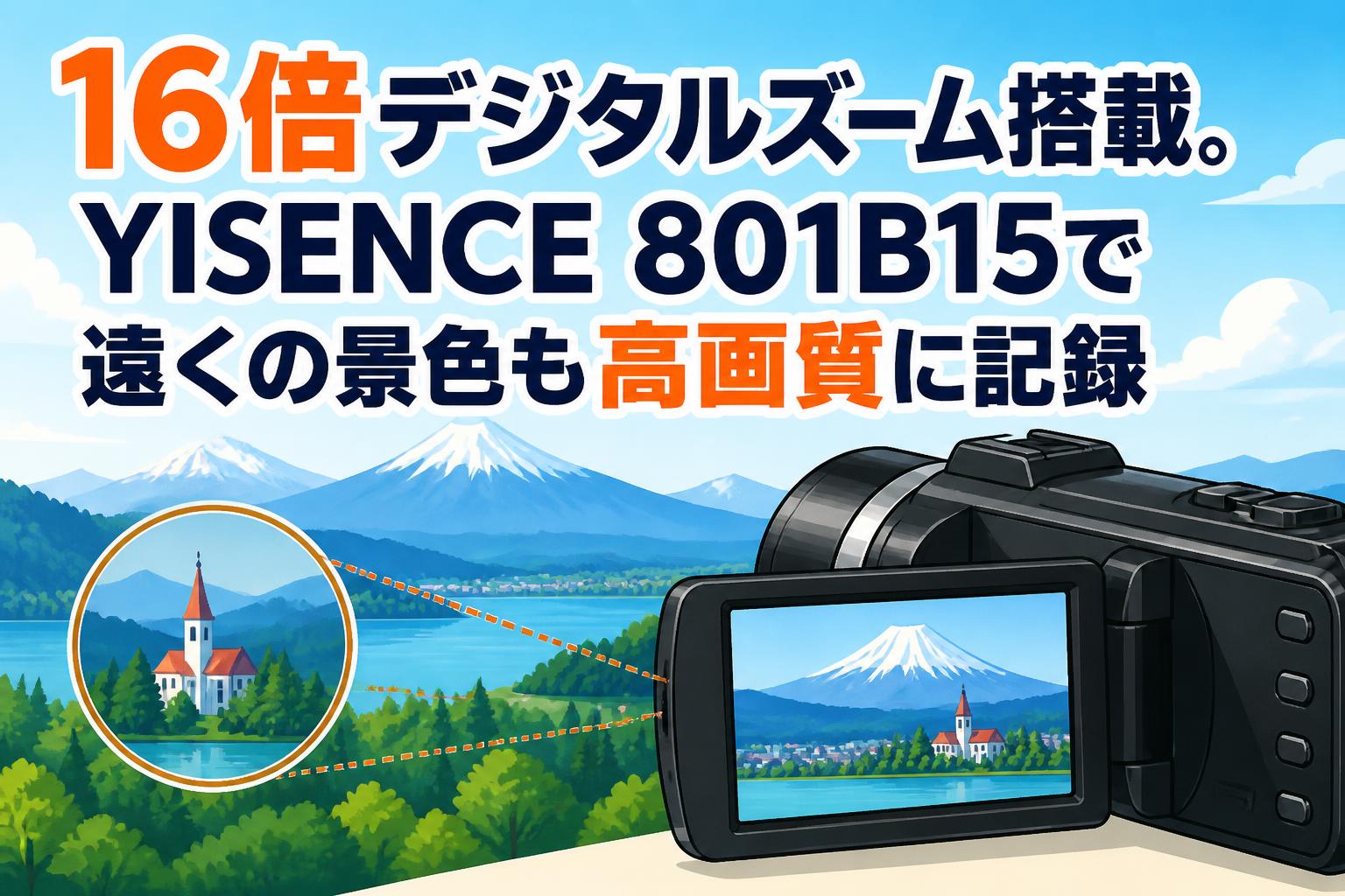 16倍デジタルズーム搭載。YISENCE 801B15で遠くの景色も高画質に記録