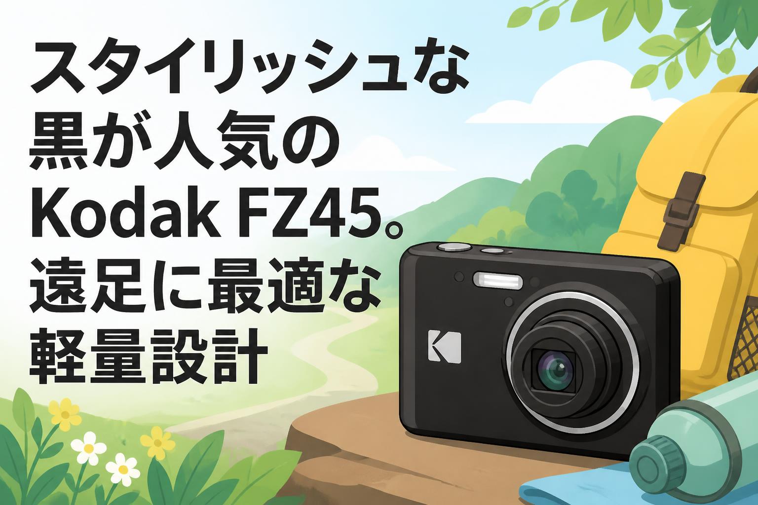 スタイリッシュな黒が人気のKodak FZ45。遠足に最適な軽量設計