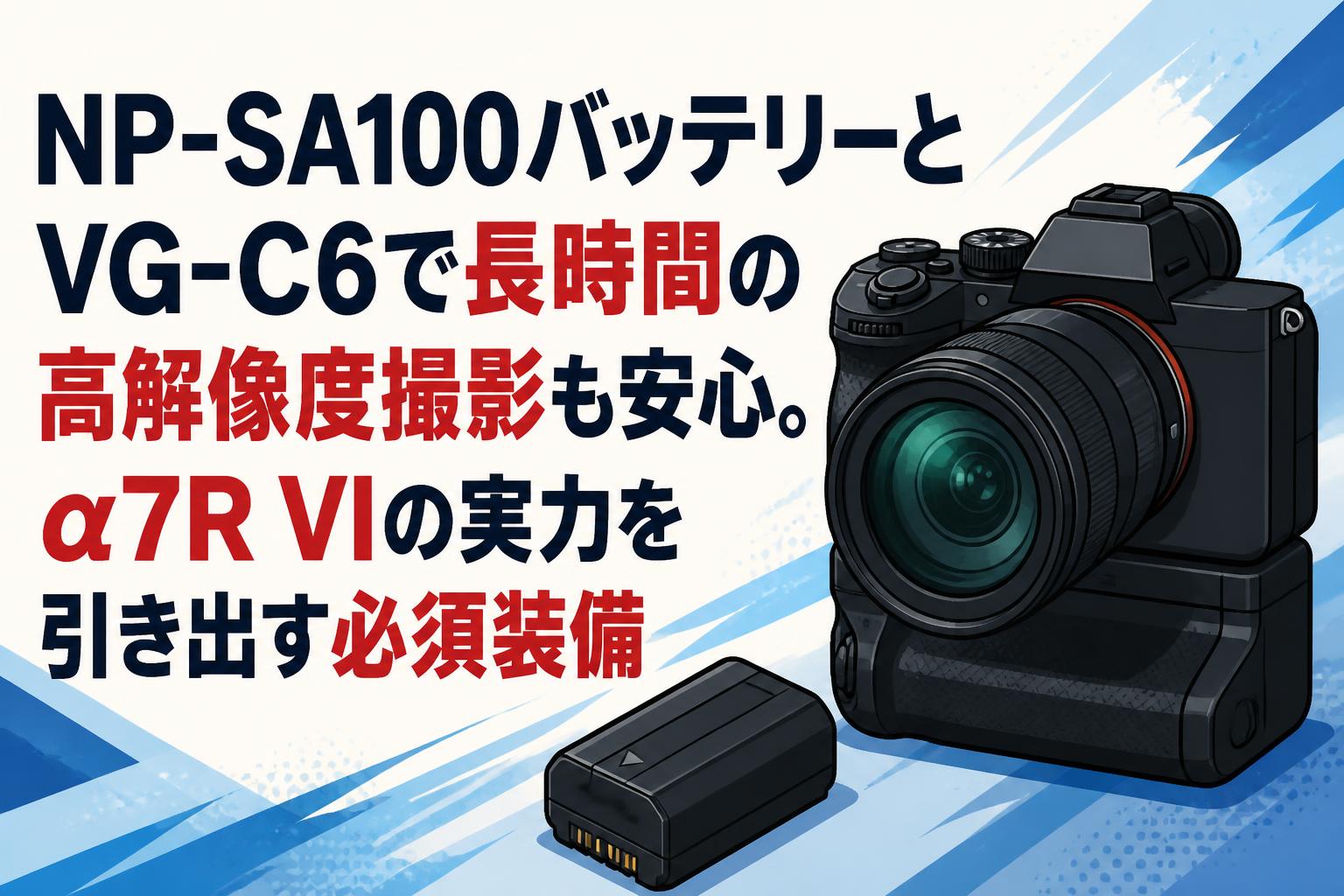 NP-SA100バッテリーとVG-C6で長時間の高解像度撮影も安心。α7R VIの実力を引き出す必須装備