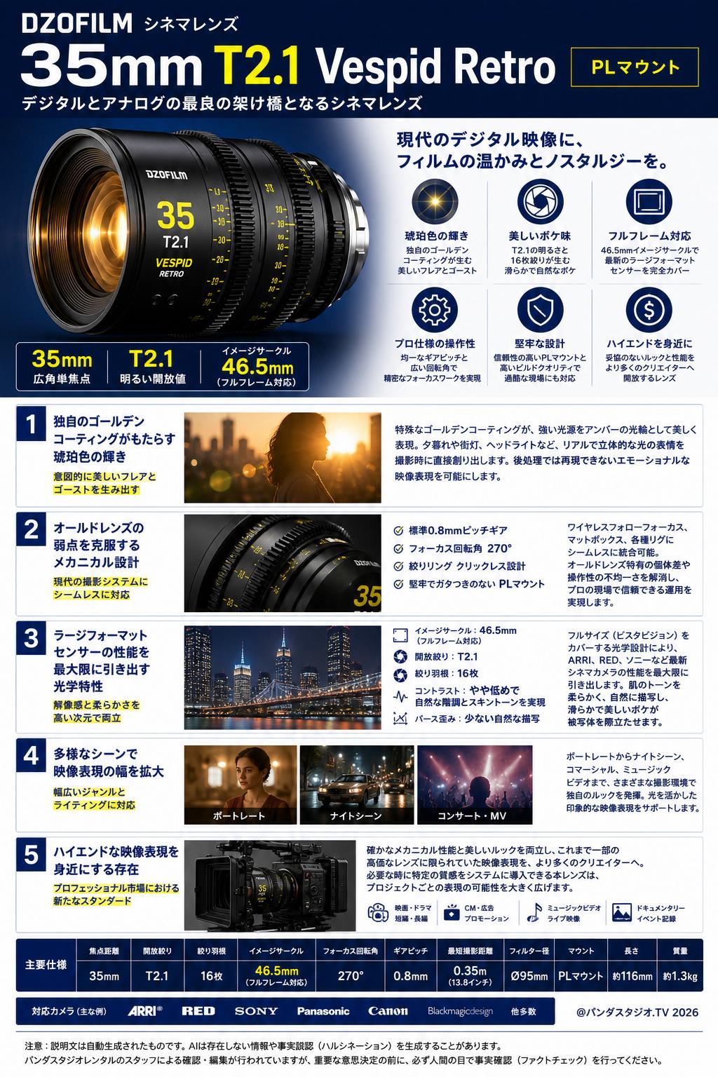 DZOFILM 35mm T2.1 Vespid Retro / PLマウント 概要