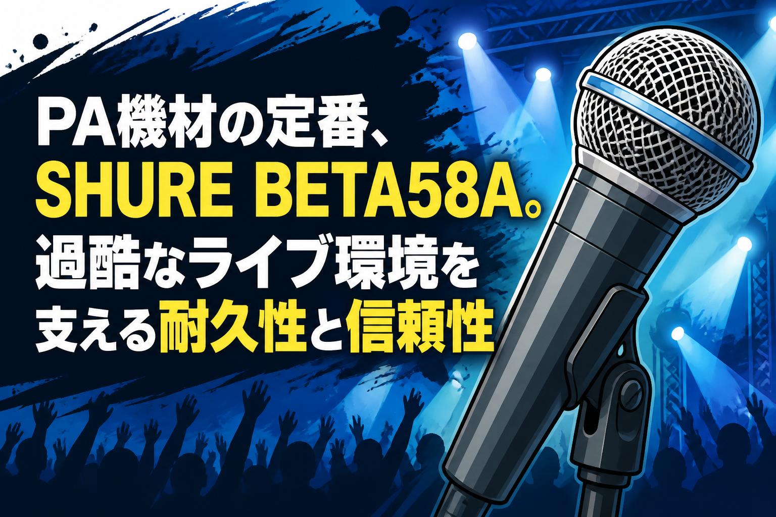 PA機材の定番、SHURE BETA58A。過酷なライブ環境を支える耐久性と信頼性