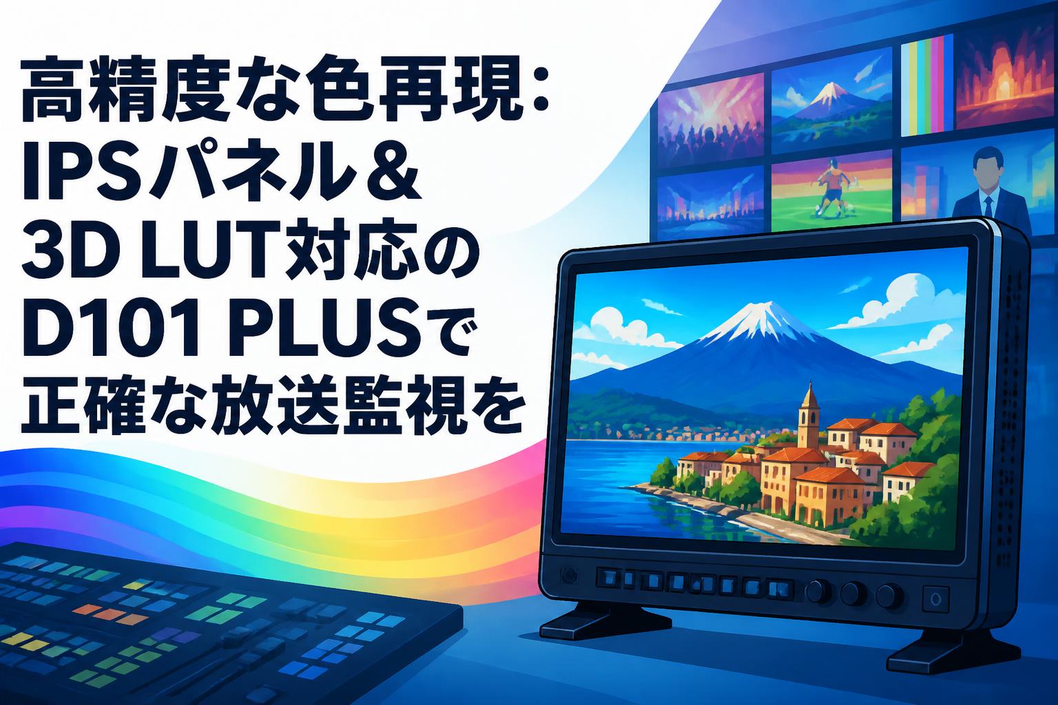 高精度な色再現：IPSパネル＆3D LUT対応のD101 PLUSで正確な放送監視を