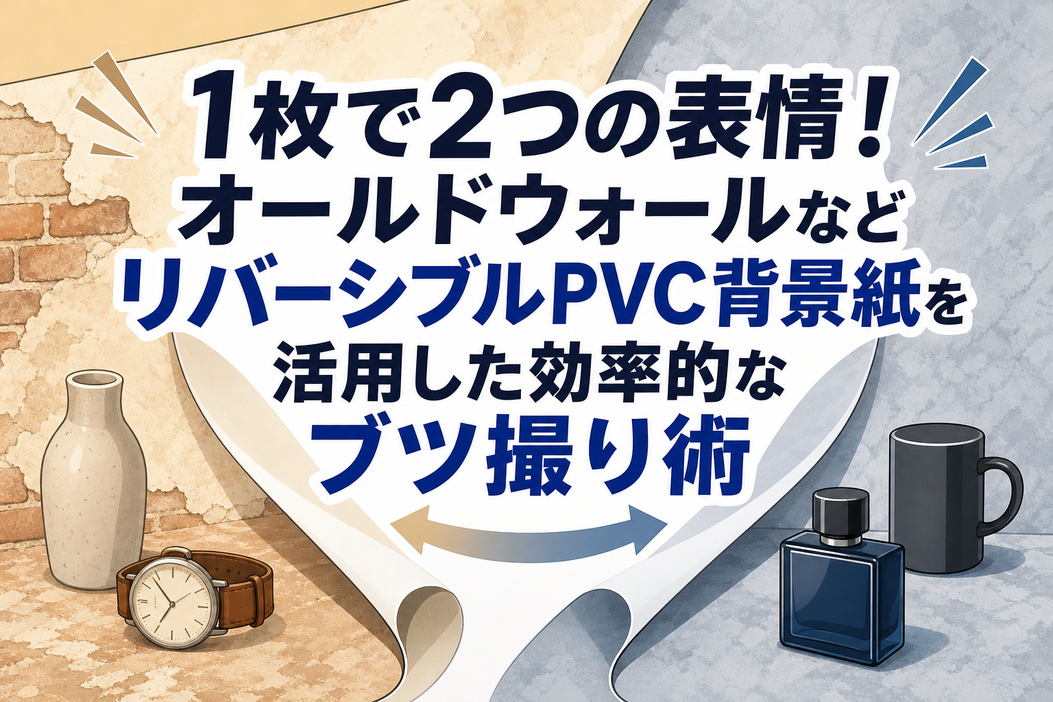 1枚で2つの表情！オールドウォールなどリバーシブルPVC背景紙を活用した効率的なブツ撮り術