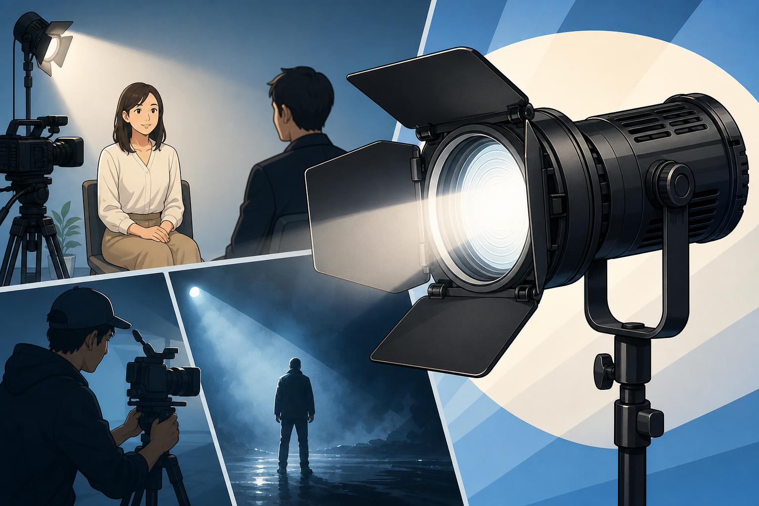 動画撮影において、ライティングは作品のクオリティを決定づける最重要ファクターの一つです。特に、光の方向や広がりを緻密にコントロールできるスポットライトは、インタ&hellip;
