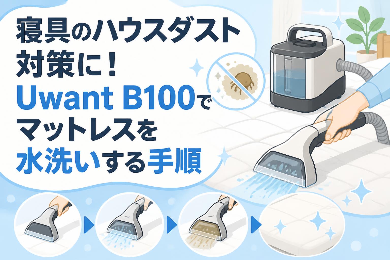 寝具のハウスダスト対策に！Uwant B100でマットレスを水洗いする手順