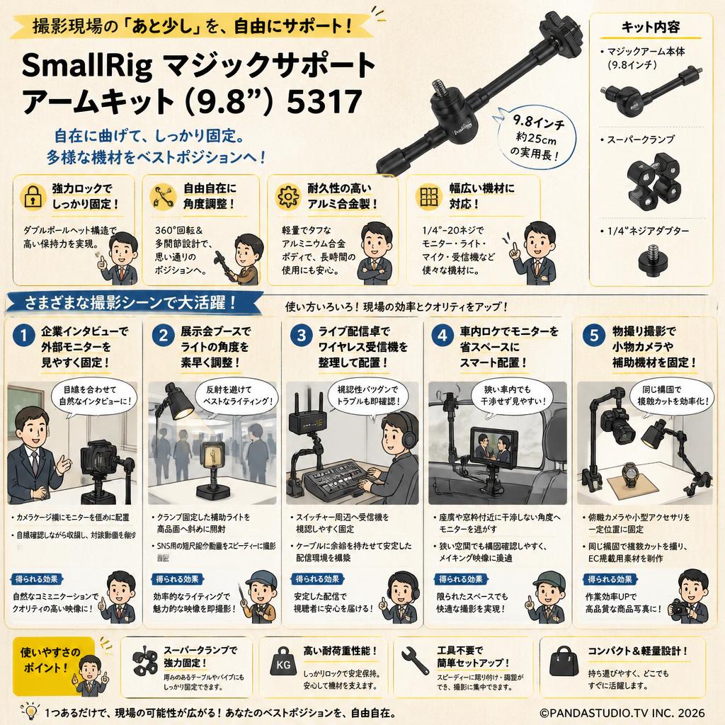 SmallRigマジックサポートアームキット（9.8”）5317 用途