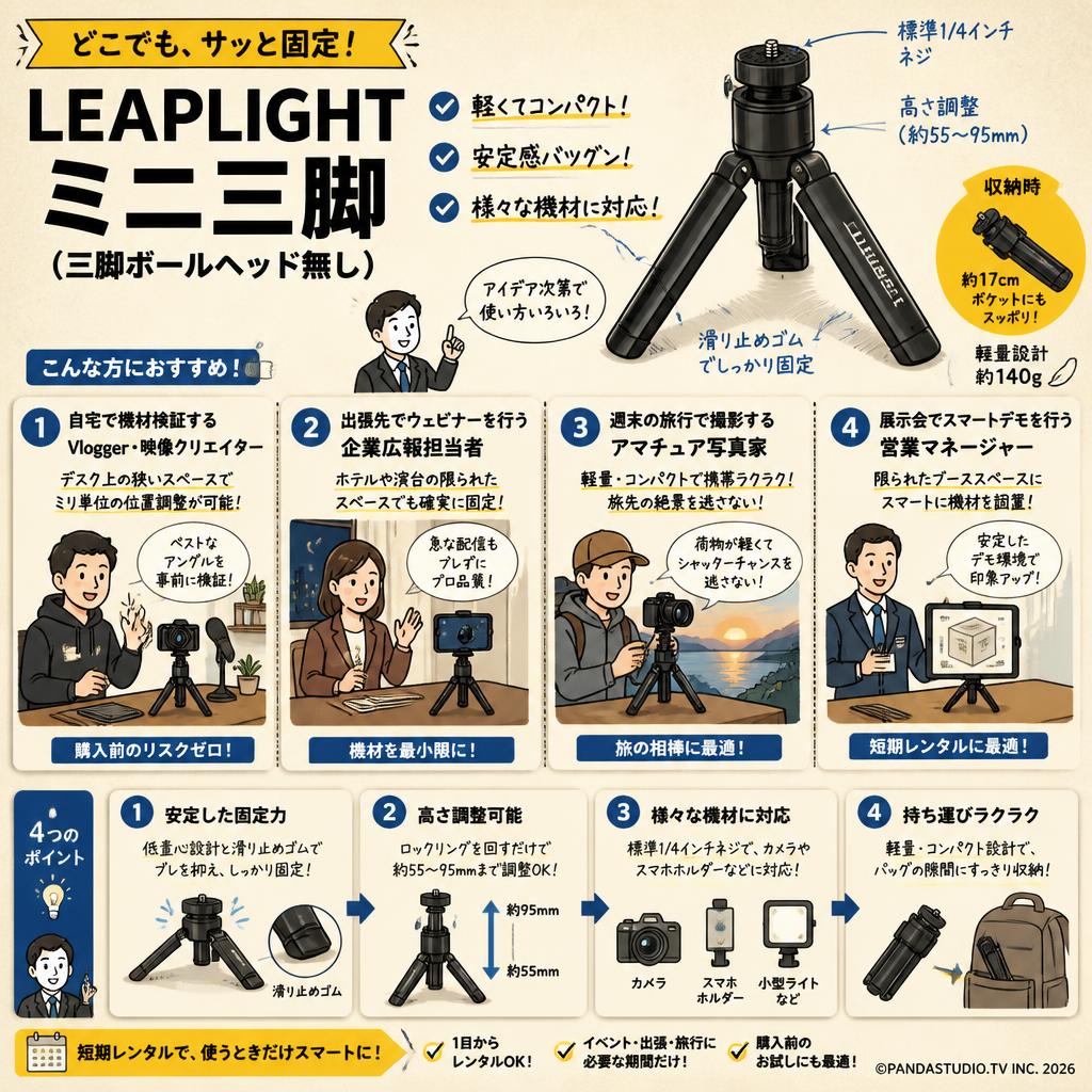 LEAPLIGHT ミニ三脚（三脚ボールヘッド無し） おもな対象のお客様