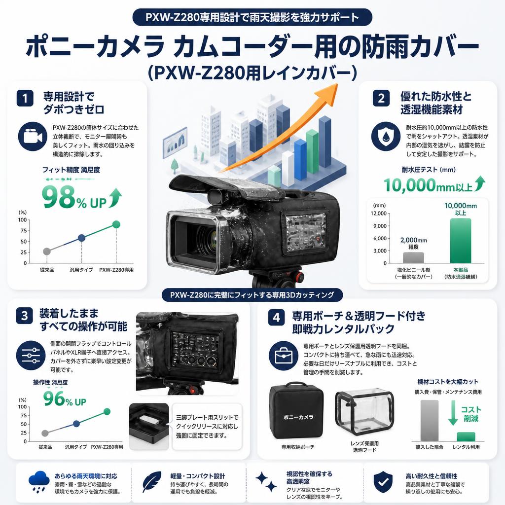 ポニーカメラ カムコーダー用の防雨レインカバー (PXW-Z280用レインカバー) セールスポイント