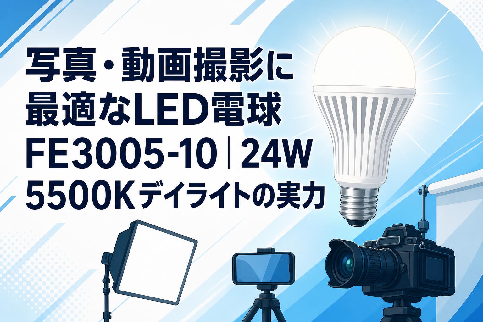 写真・動画撮影に最適なLED電球FE3005-10｜24W 5500Kデイライトの実力