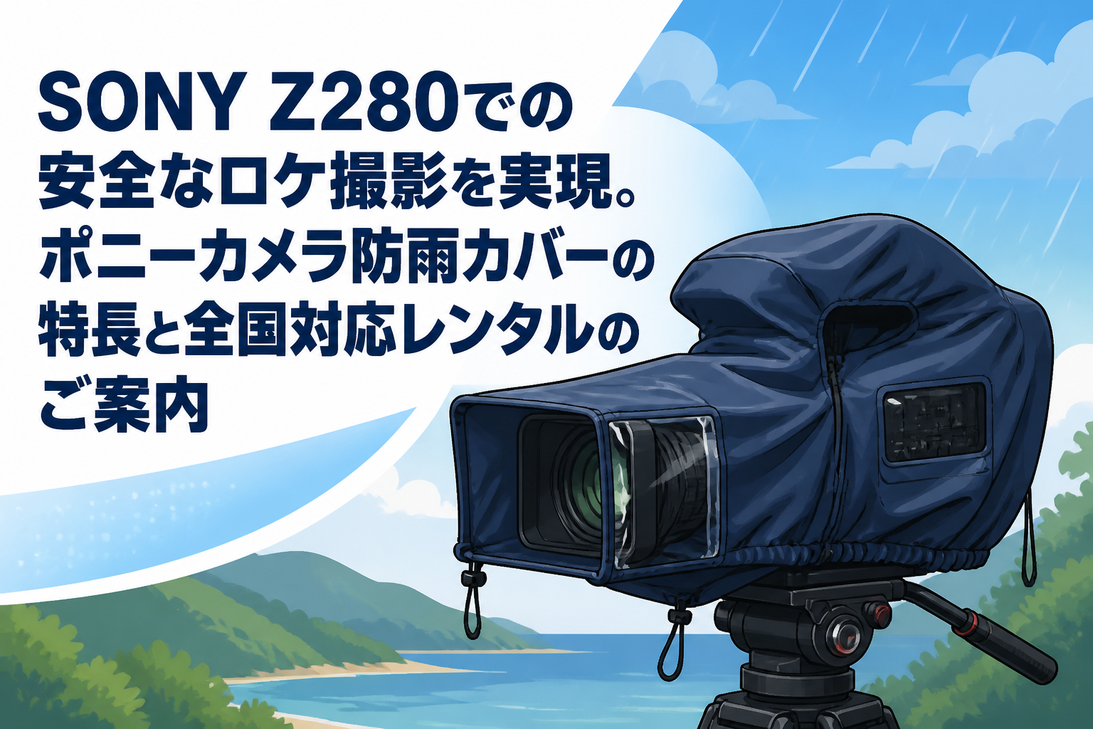 SONY Z280での安全なロケ撮影を実現。ポニーカメラ防雨カバーの特長と全国対応レンタルのご案内