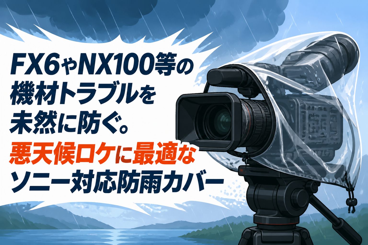FX6やNX100等の機材トラブルを未然に防ぐ。悪天候ロケに最適なソニー対応防雨カバー