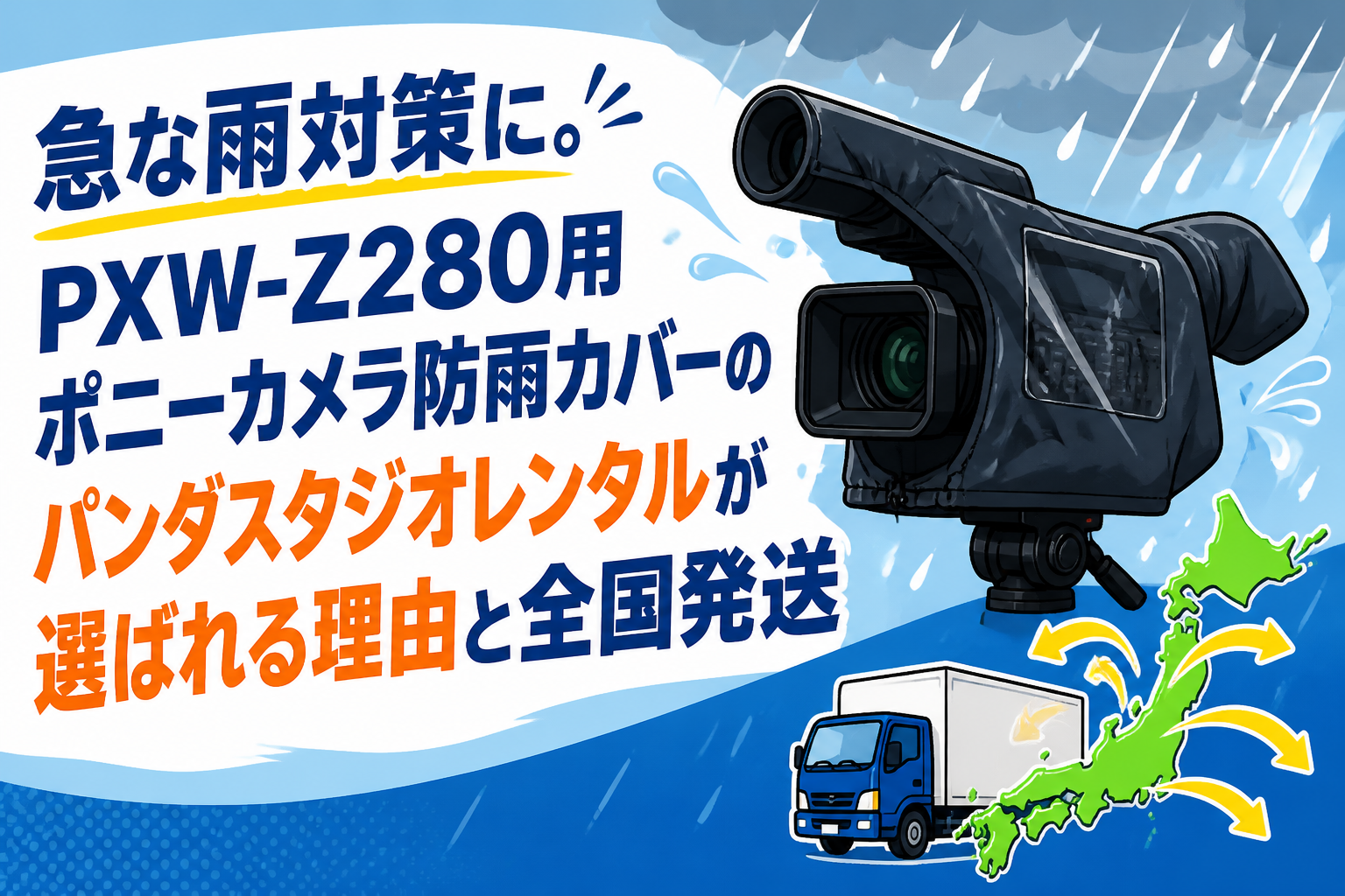 急な雨対策に。PXW-Z280用ポニーカメラ防雨カバーのパンダスタジオレンタルが選ばれる理由と全国発送