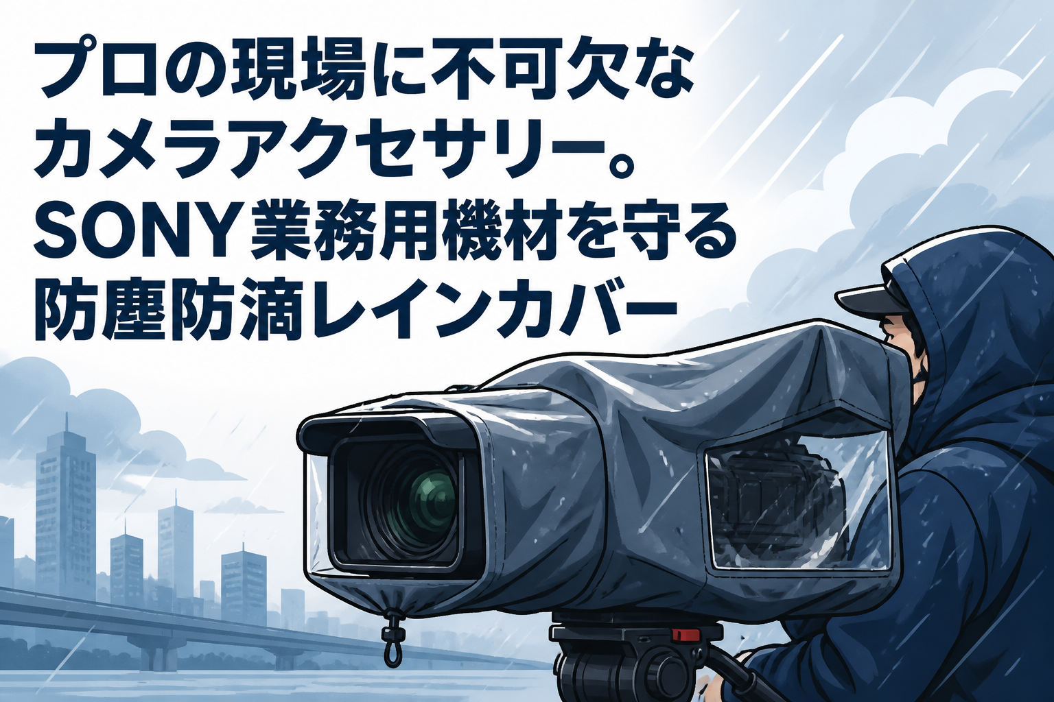 プロの現場に不可欠なカメラアクセサリー。SONY業務用機材を守る防塵防滴レインカバー