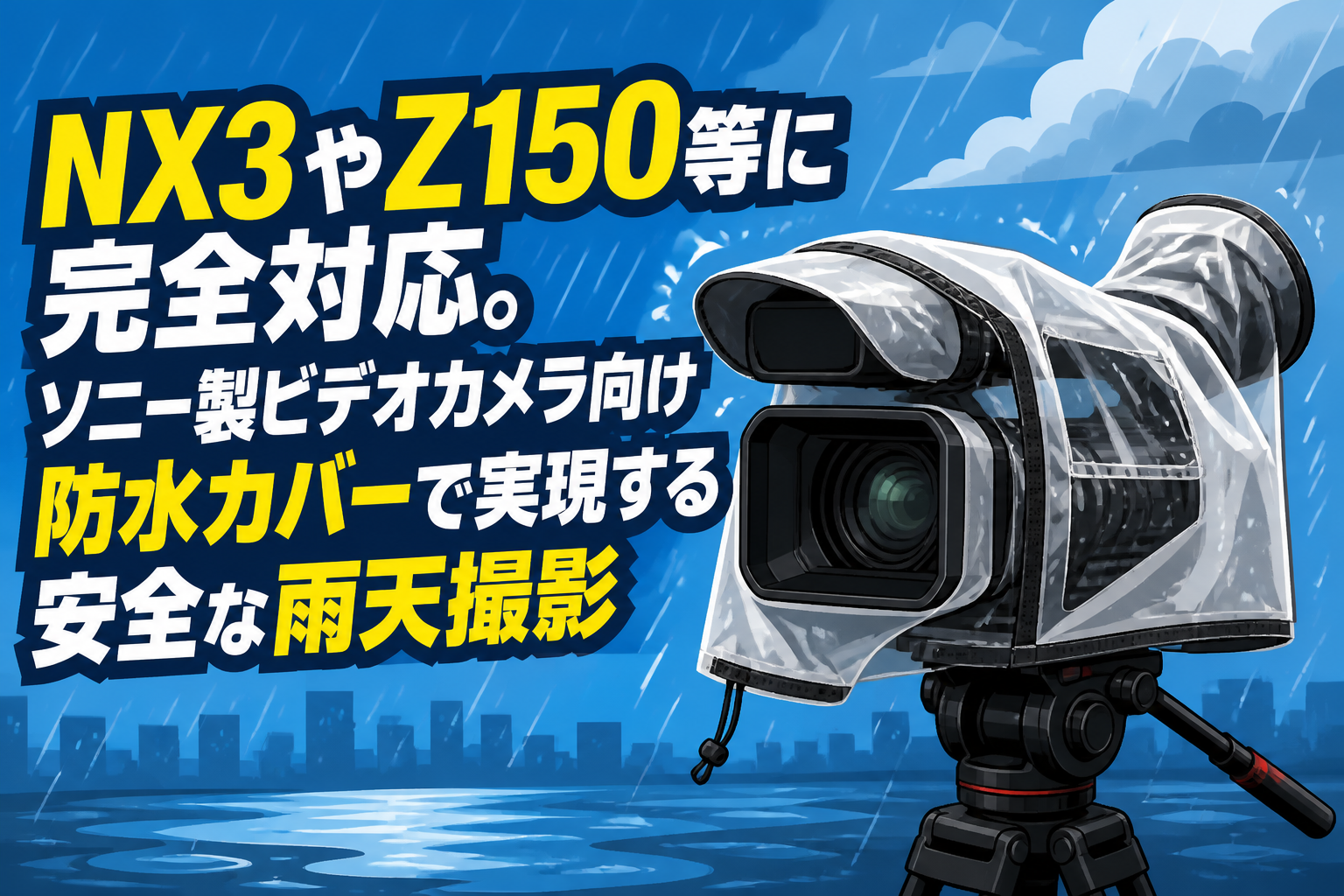 NX3やZ150等に完全対応。ソニー製ビデオカメラ向け防水カバーで実現する安全な雨天撮影