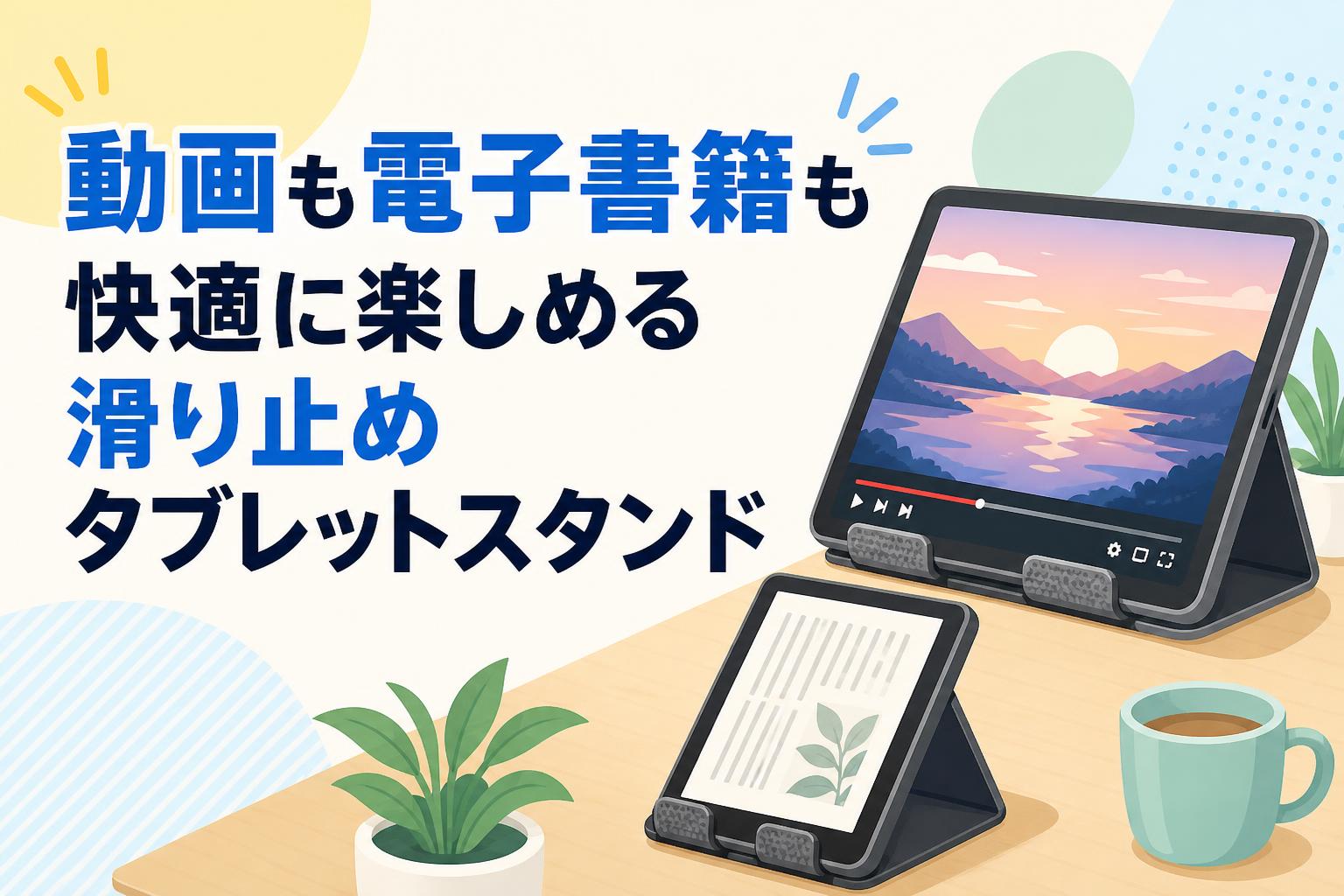 動画も電子書籍も快適に楽しめる滑り止めタブレットスタンド