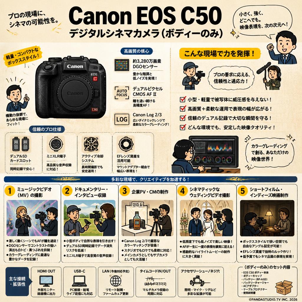 Canon EOS C50 デジタルシネマカメラ（ボディーのみ） 用途