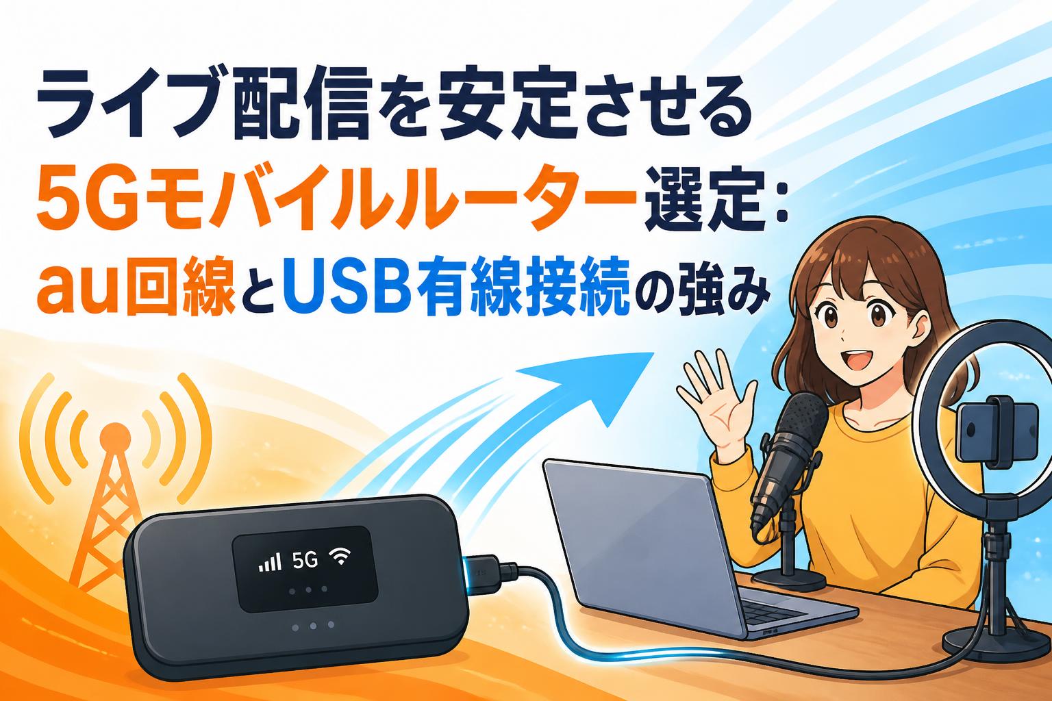 ライブ配信を安定させる5Gモバイルルーター選定：au回線とUSB有線接続の強み