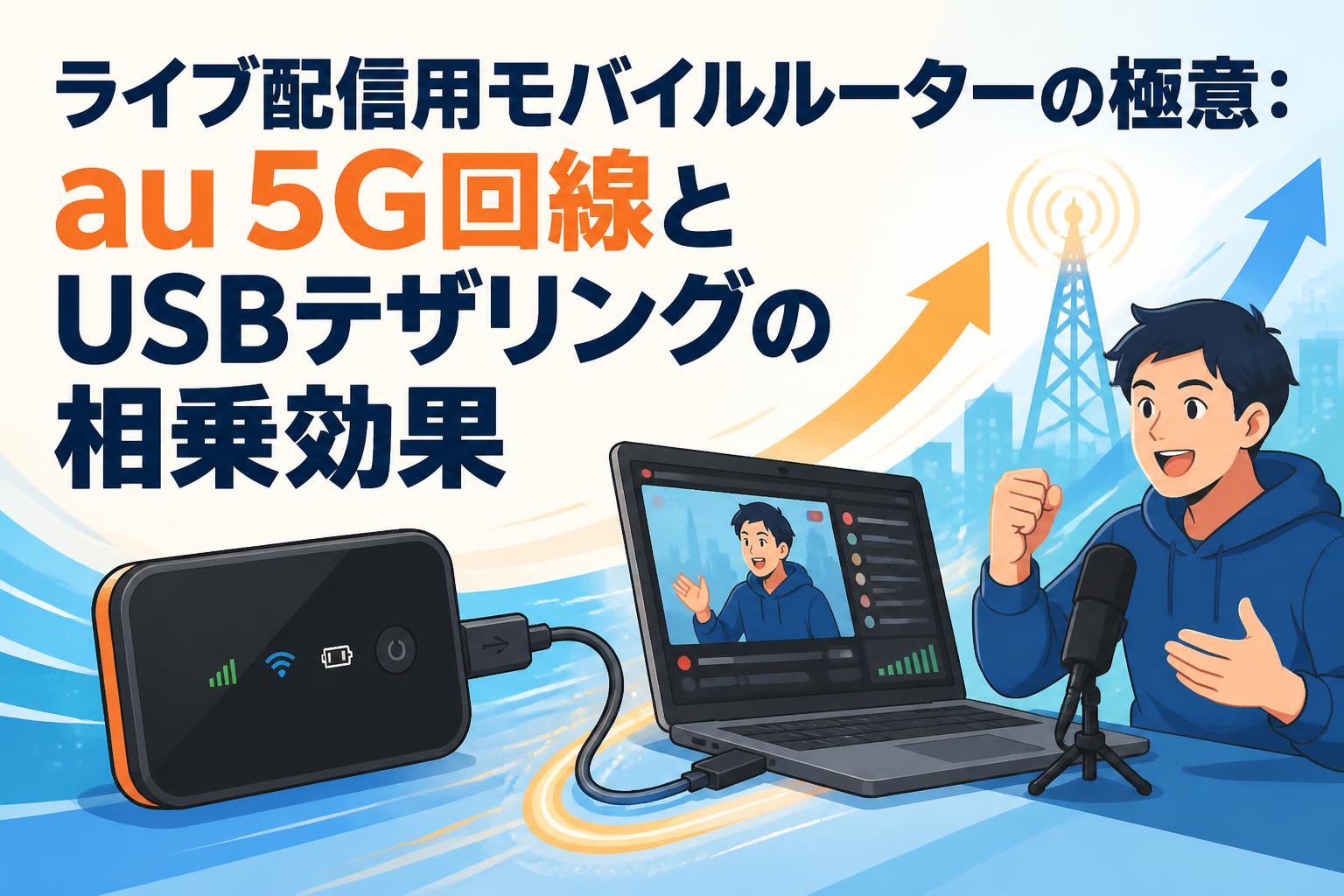 ライブ配信用モバイルルーターの極意：au 5G回線とUSBテザリングの相乗効果