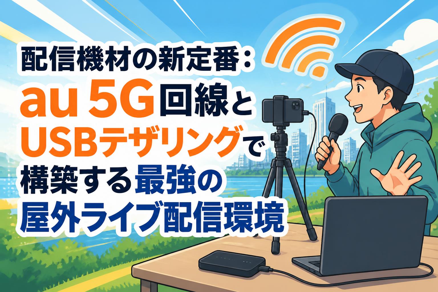 配信機材の新定番：au 5G回線とUSBテザリングで構築する最強の屋外ライブ配信環境