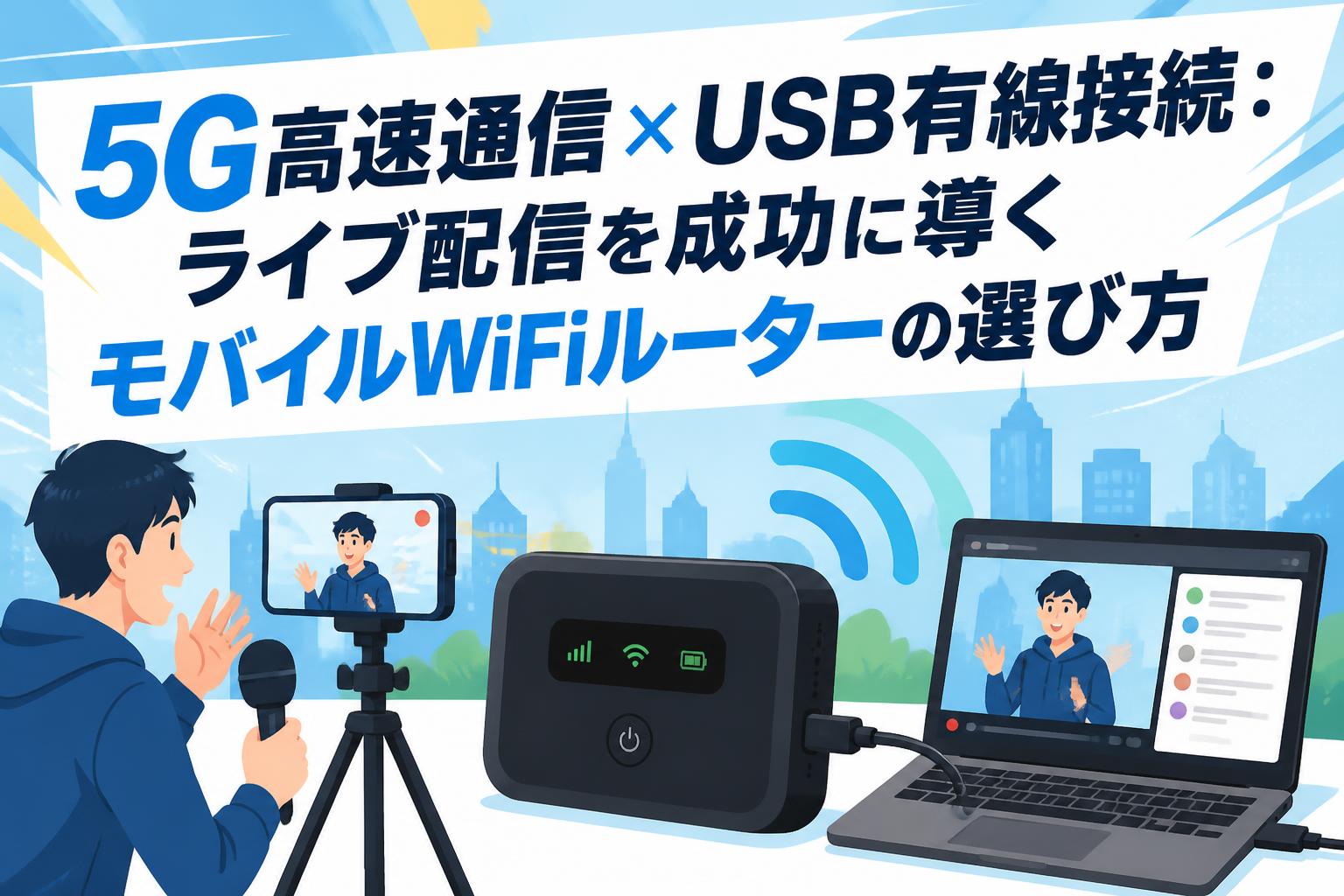 5G高速通信×USB有線接続：ライブ配信を成功に導くモバイルWiFiルーターの選び方