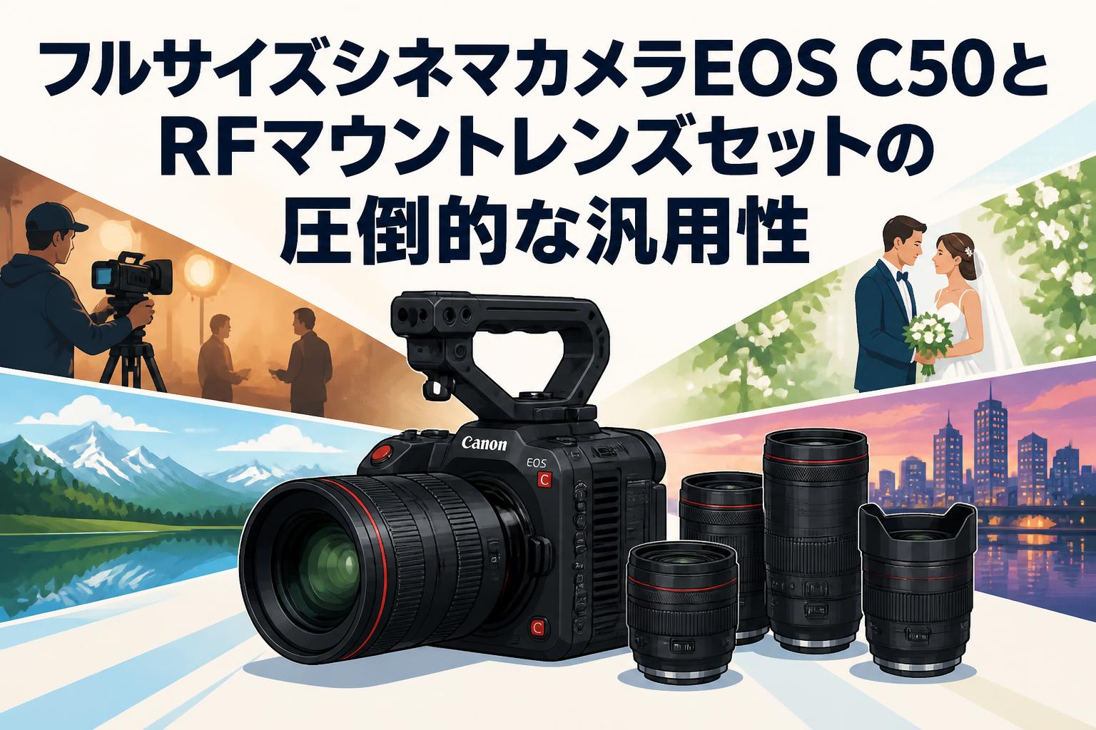 フルサイズシネマカメラEOS C50とRFマウントレンズセットの圧倒的な汎用性