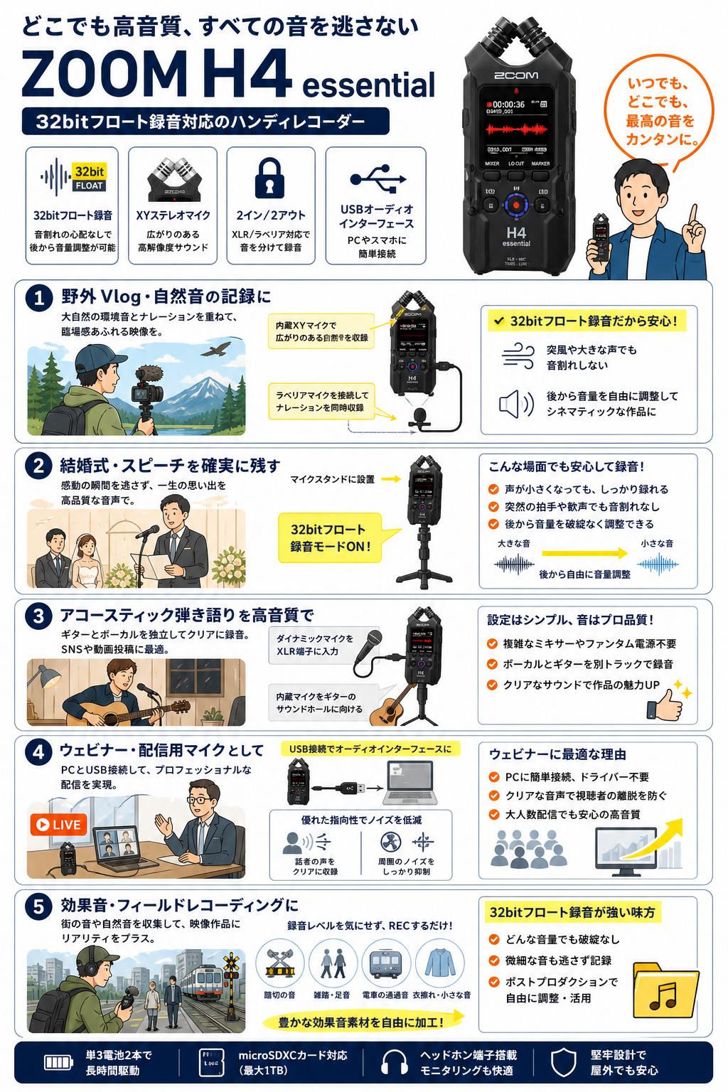 ZOOM H4 essential 用途