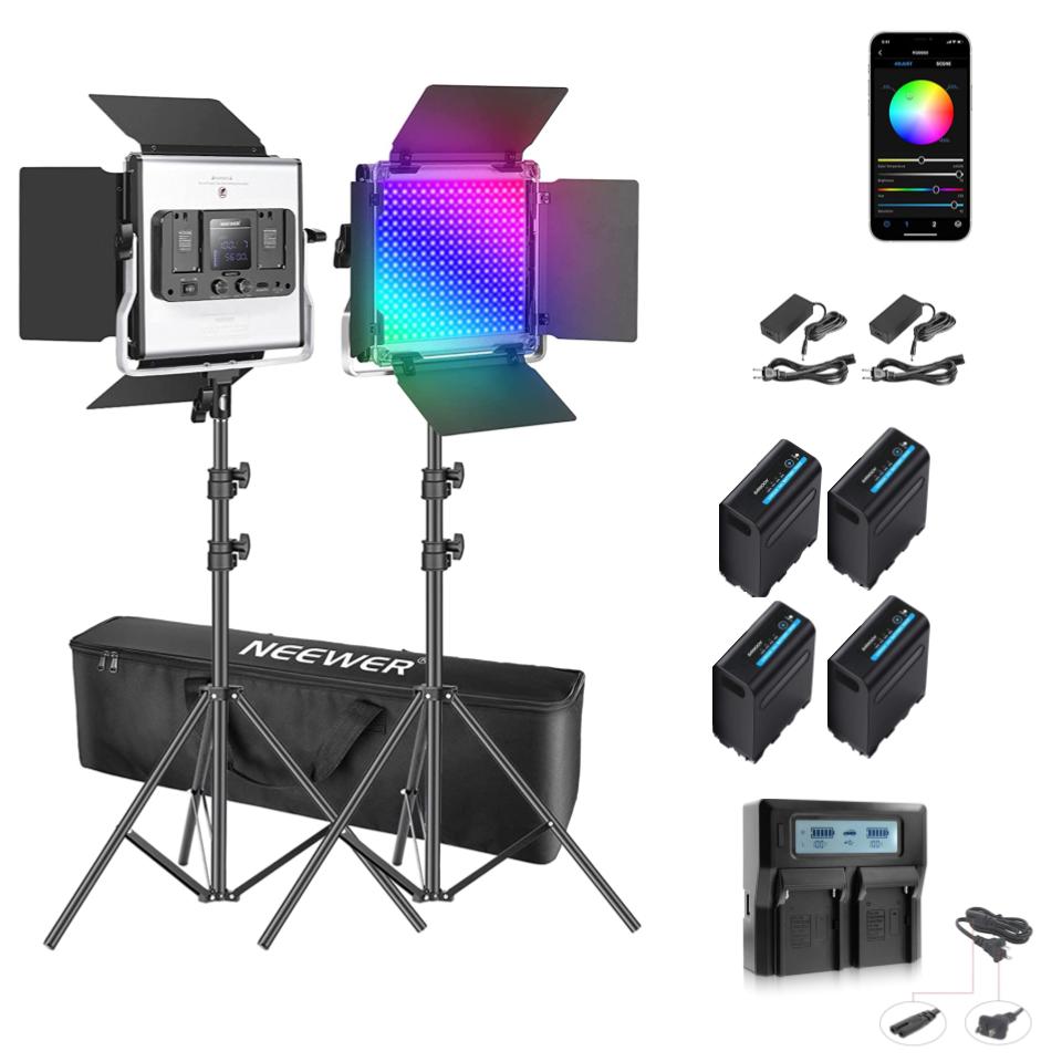660 RGB LEDビデオライトスタジオ撮影用ライト2本キット 