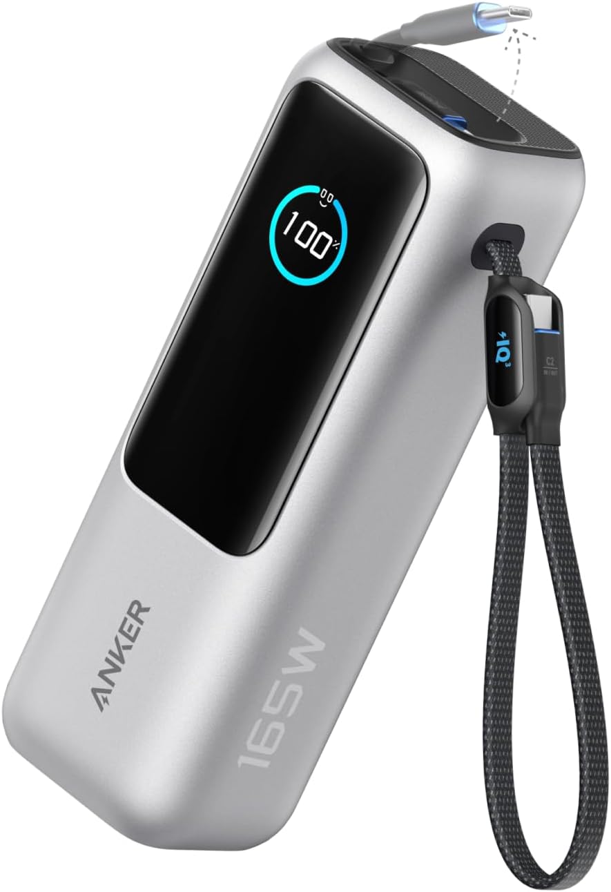 Anker Power Bank 25000mAh モバイルバッテリー シルバー Anker Power Bank (25000mAh, Built-In & 巻取り式USB-Cケーブル