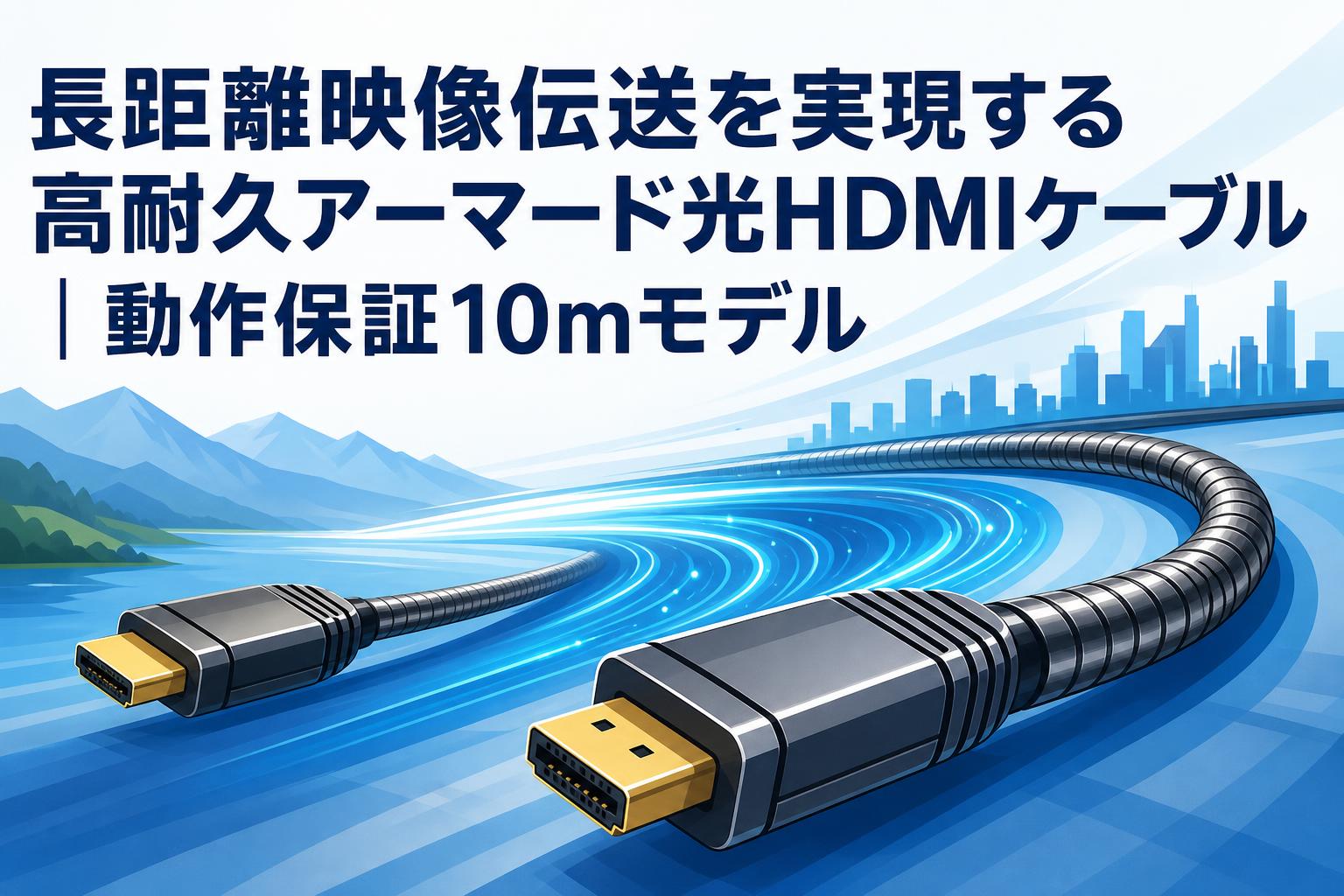 長距離映像伝送を実現する高耐久アーマード光HDMIケーブル｜動作保証10mモデル