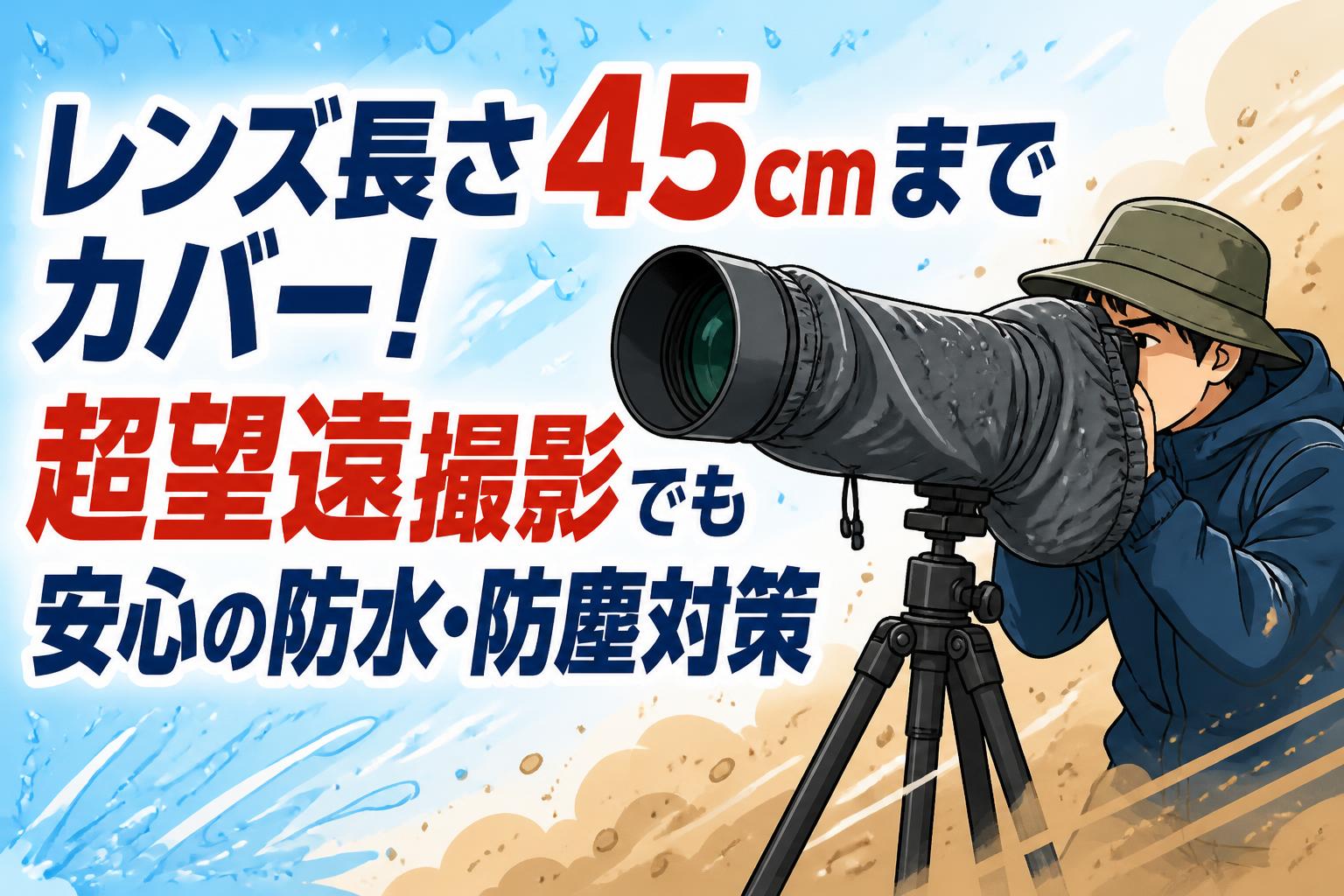 レンズ長さ45cmまでカバー！超望遠撮影でも安心の防水・防塵対策