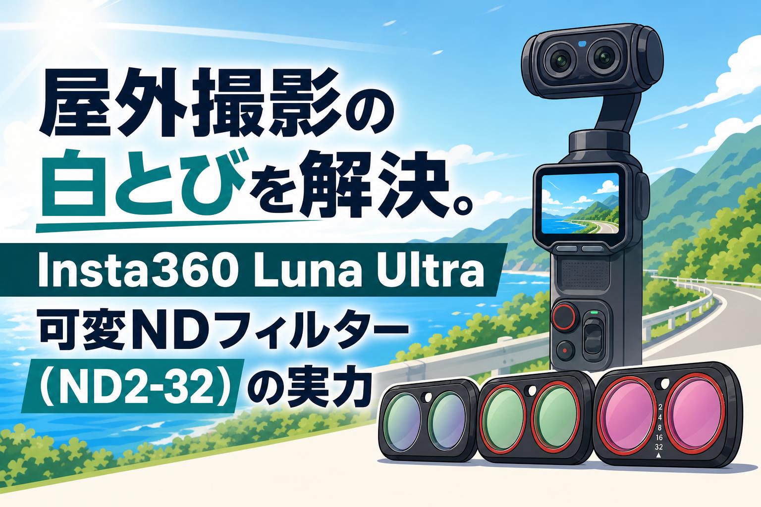 屋外撮影の白とびを解決。Insta360 Luna Ultra可変NDフィルター（ND2-32）の実力