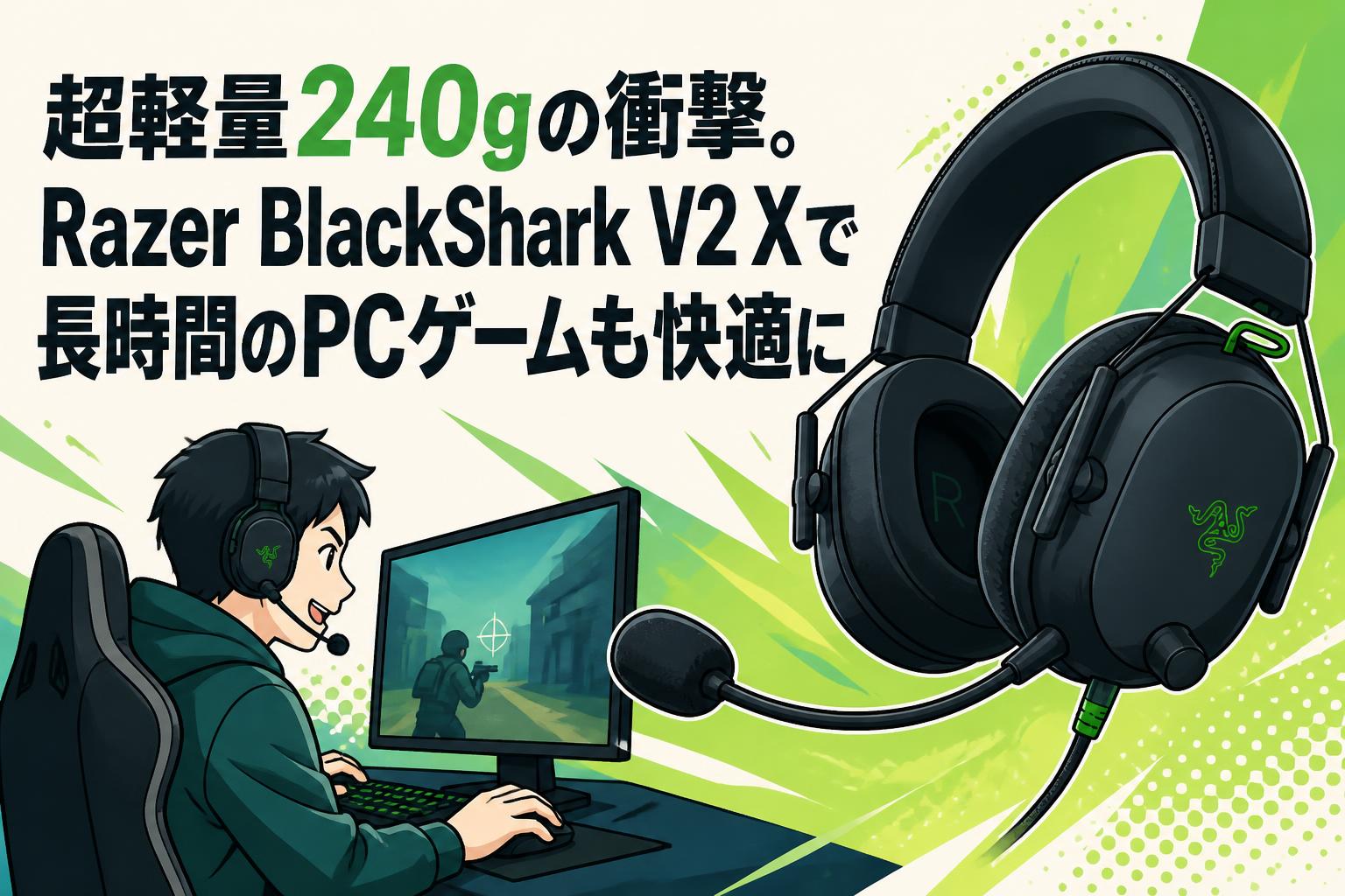 超軽量240gの衝撃。Razer BlackShark V2 Xで長時間のPCゲームも快適に