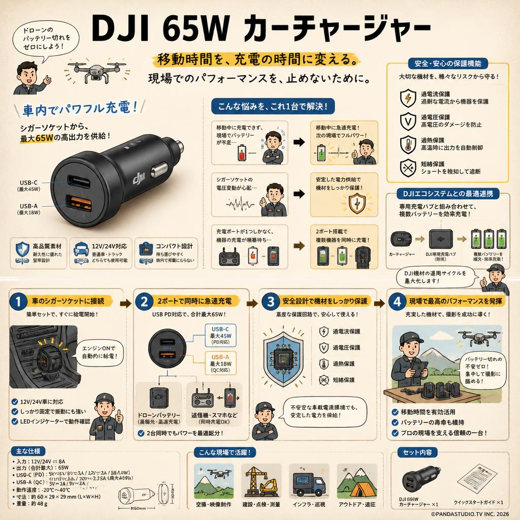 DJI 65W カーチャージャー 概要